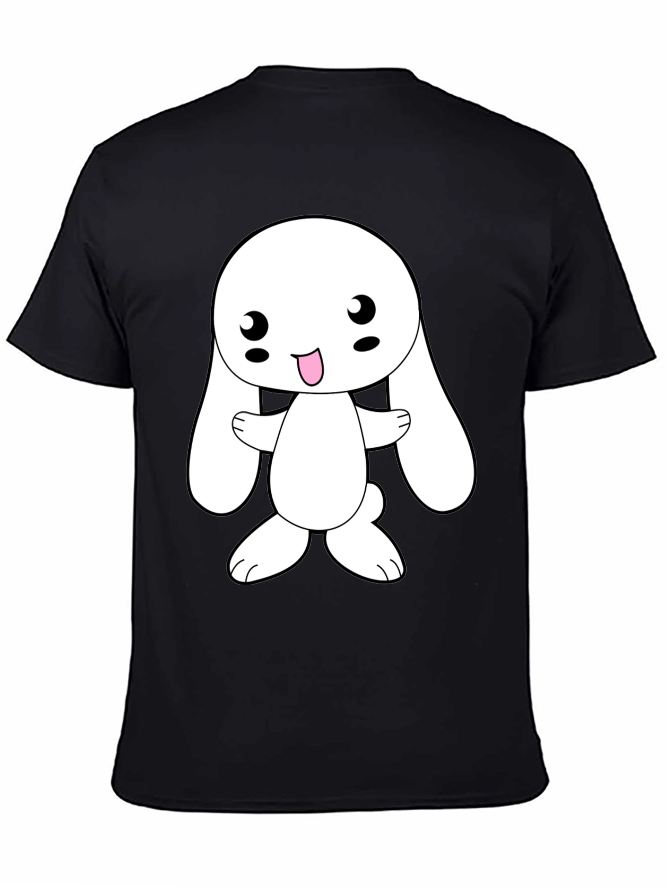 Cute Cartoon Bunny Black T-Shirt