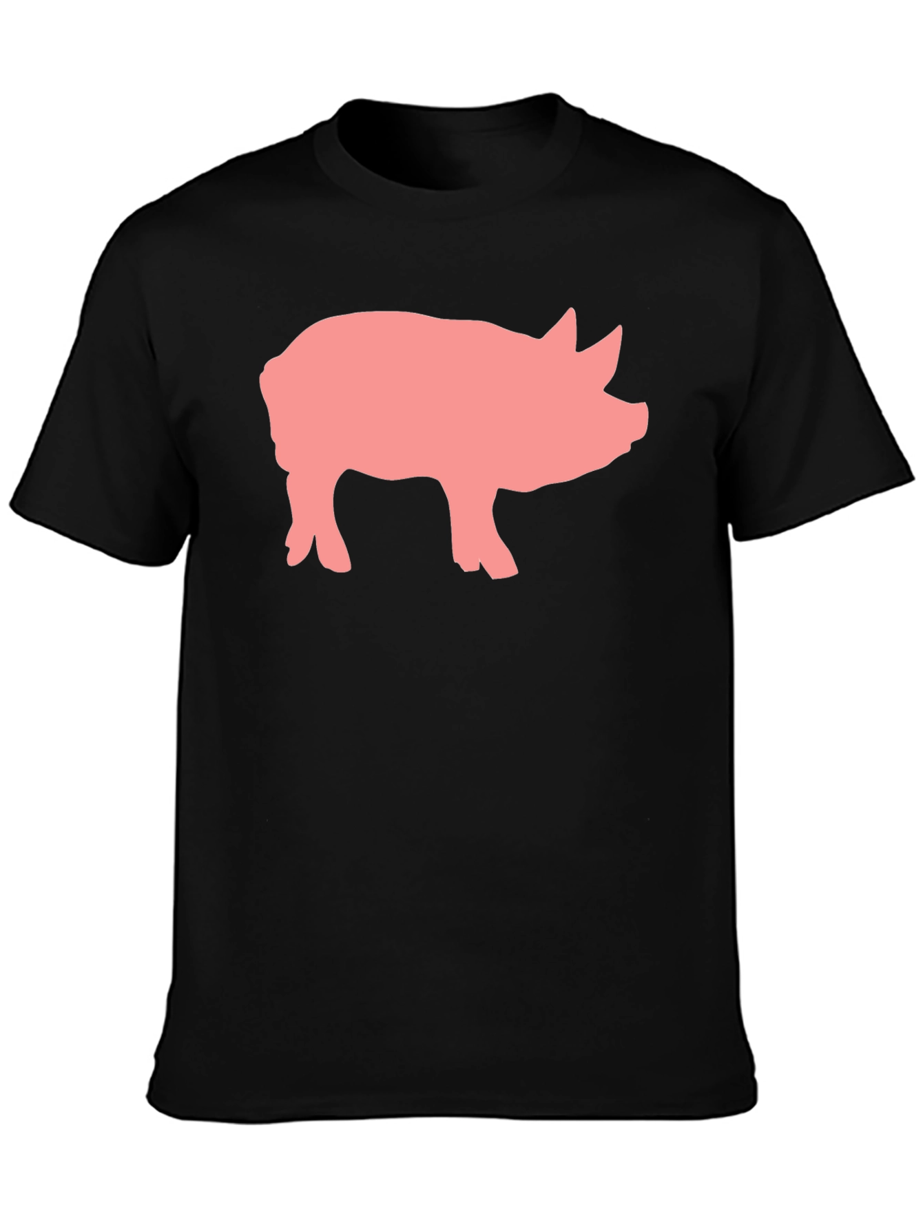 Pig Graphic Print Black Crew Neck T-Shirt