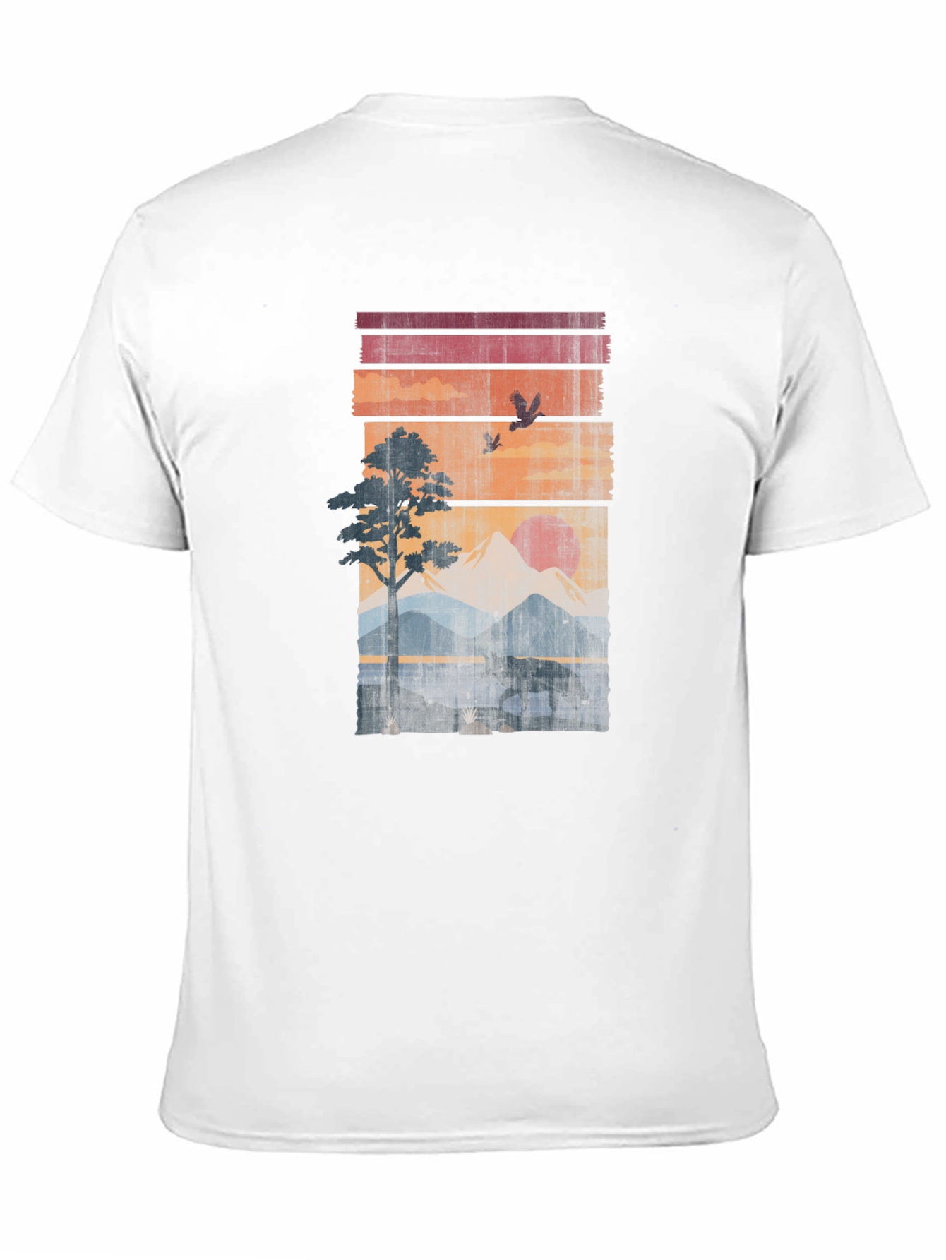 Retro Sunset Wildlife Graphic Tee - Black