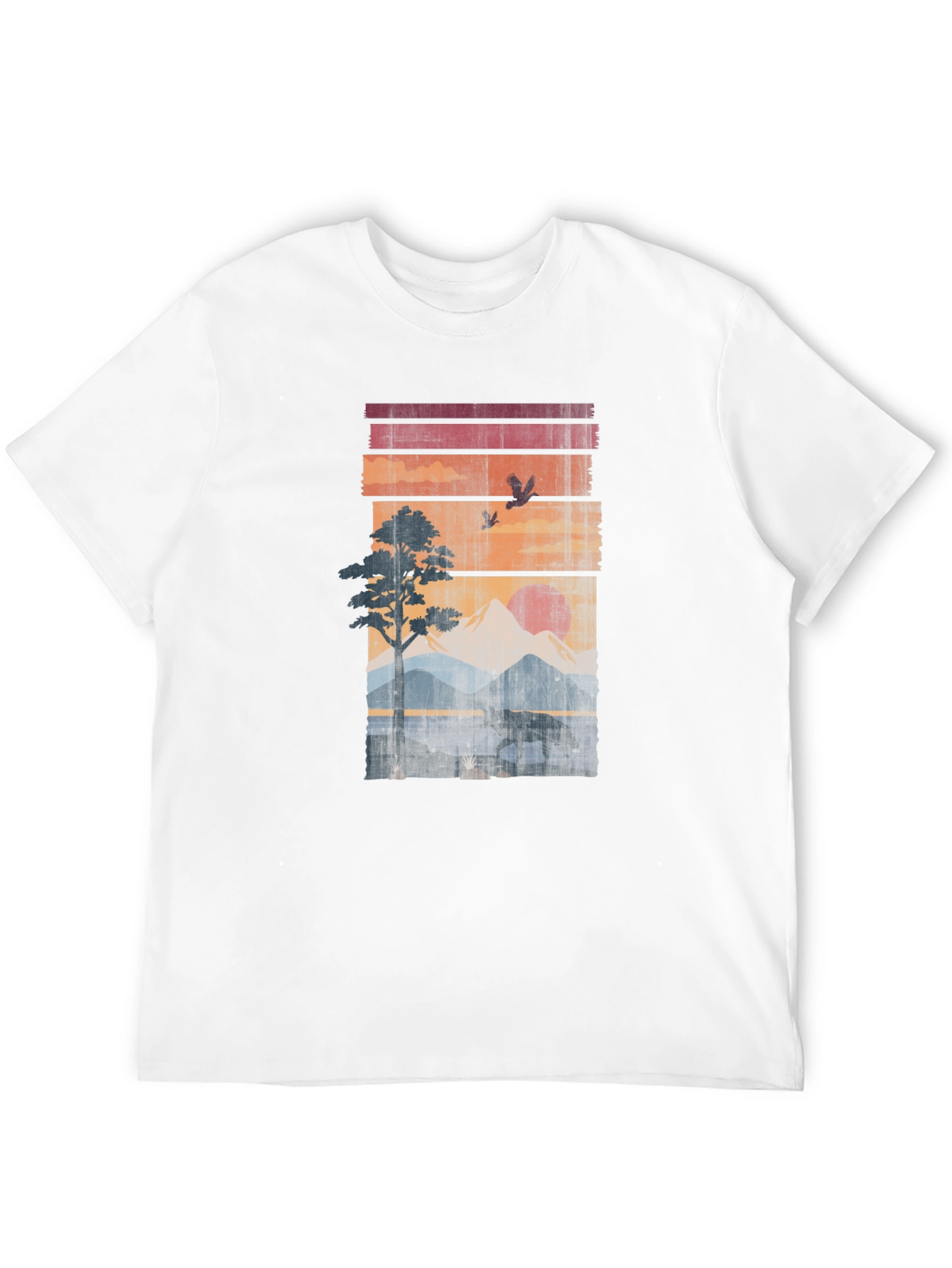 Retro Sunset Wildlife Graphic Tee - Black