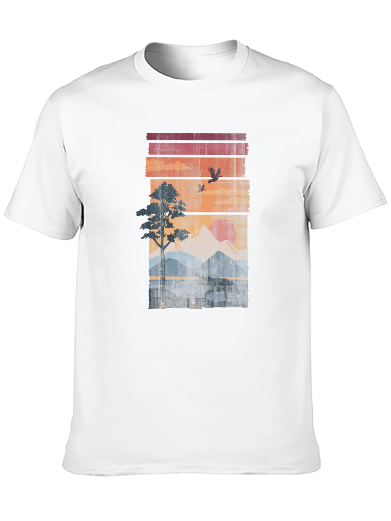Retro Sunset Wildlife Graphic Tee - Black