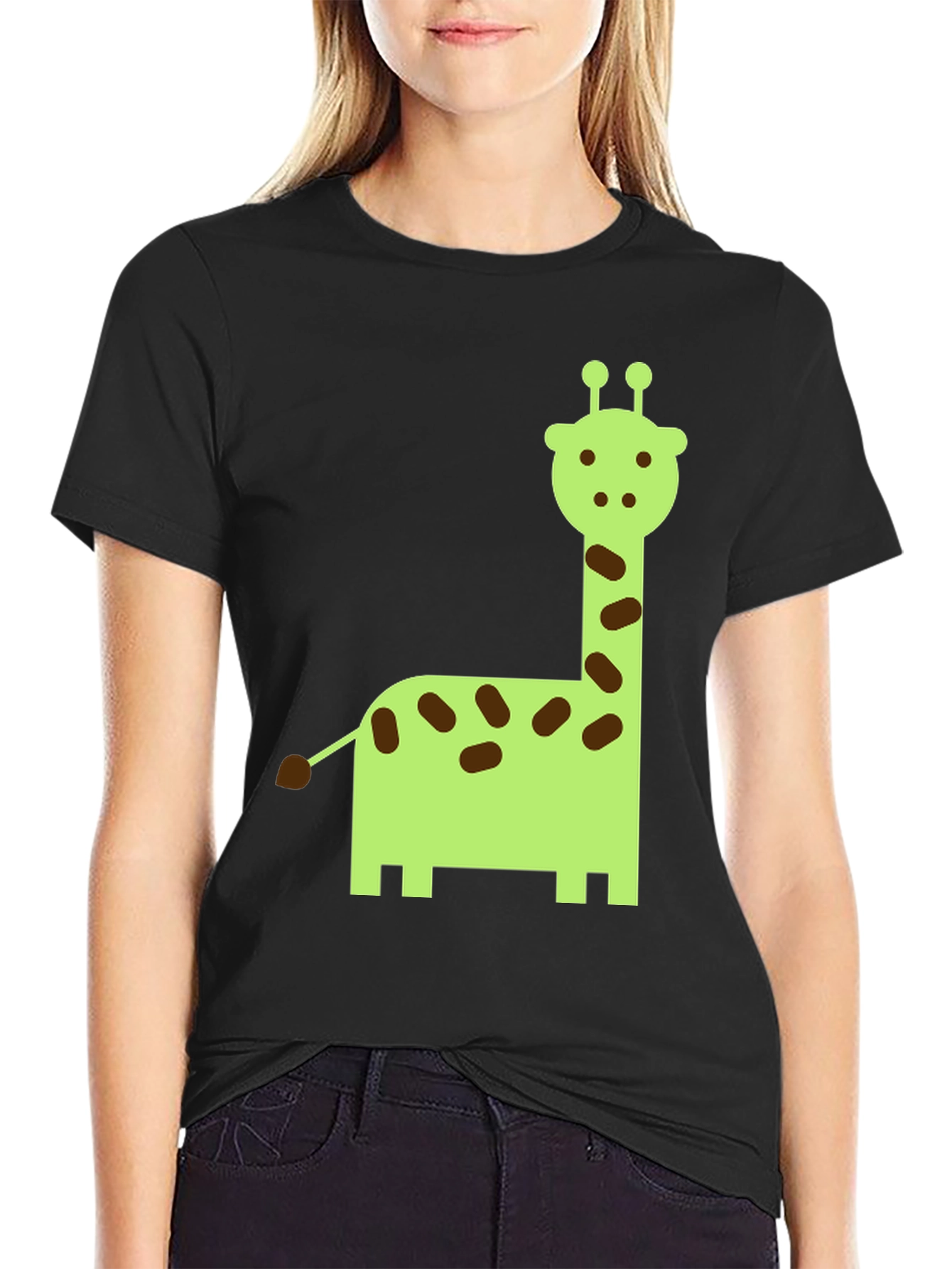Giraffe Graphic Print Crew Neck T-Shirt