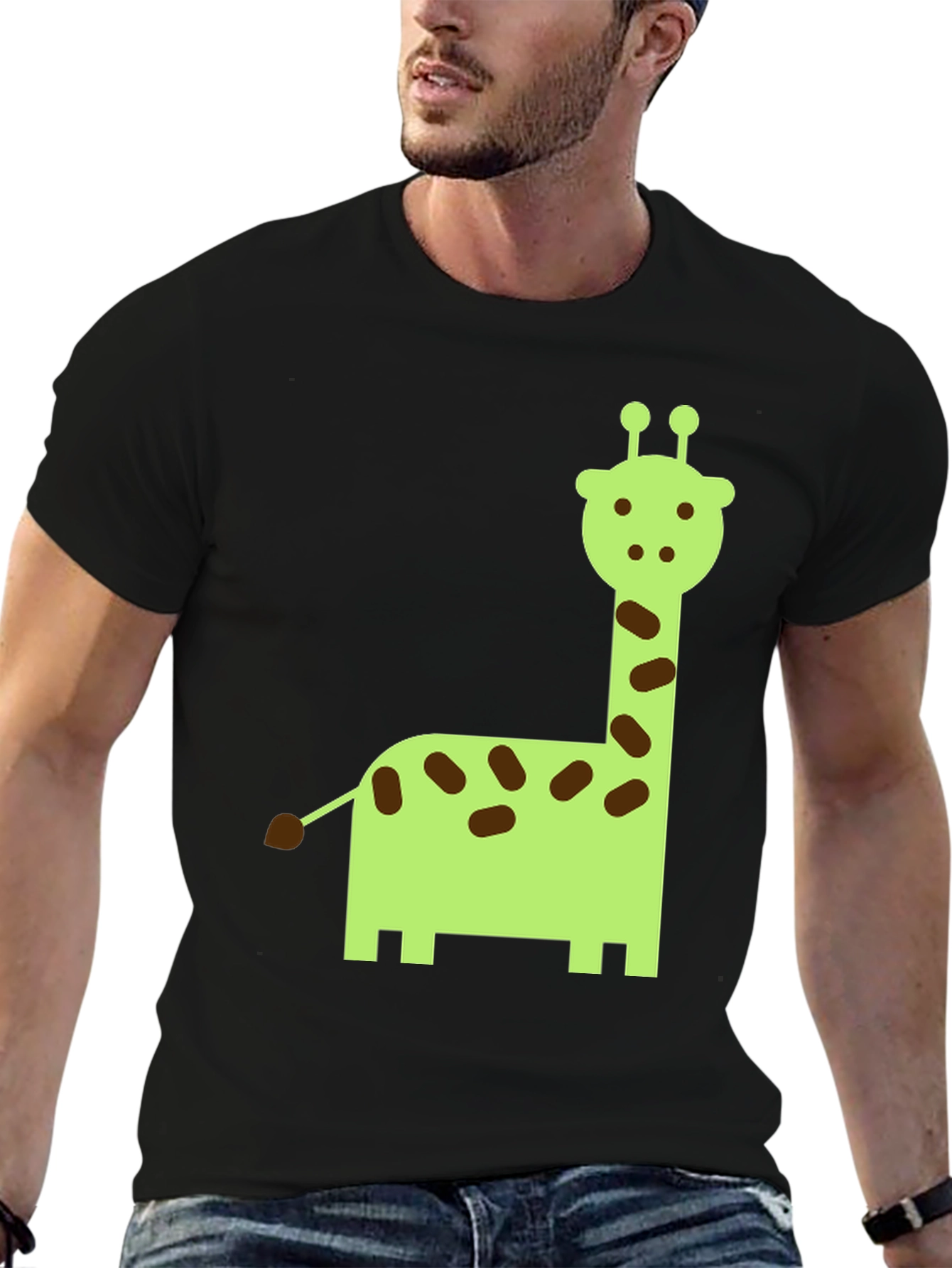 Giraffe Graphic Print Crew Neck T-Shirt