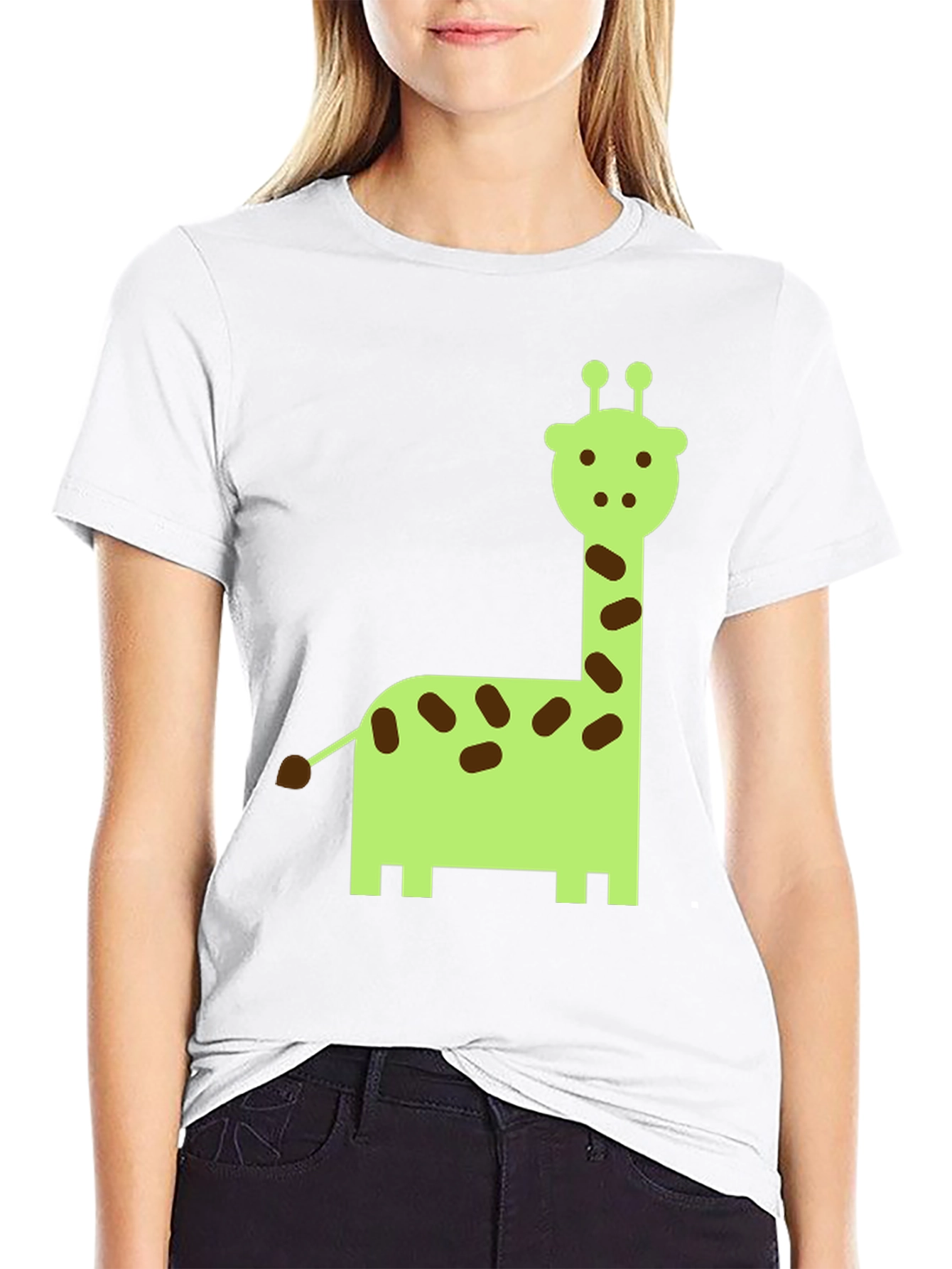 Giraffe Graphic Print Crew Neck T-Shirt