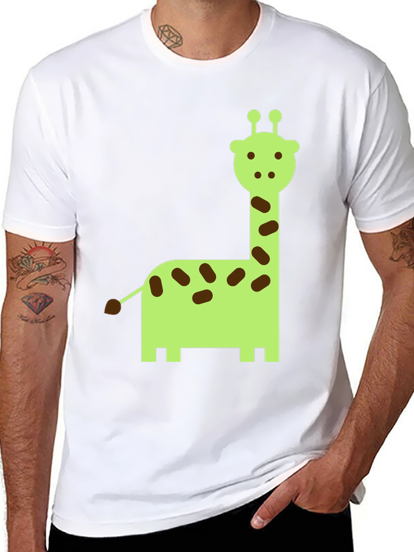 Giraffe Graphic Print Crew Neck T-Shirt