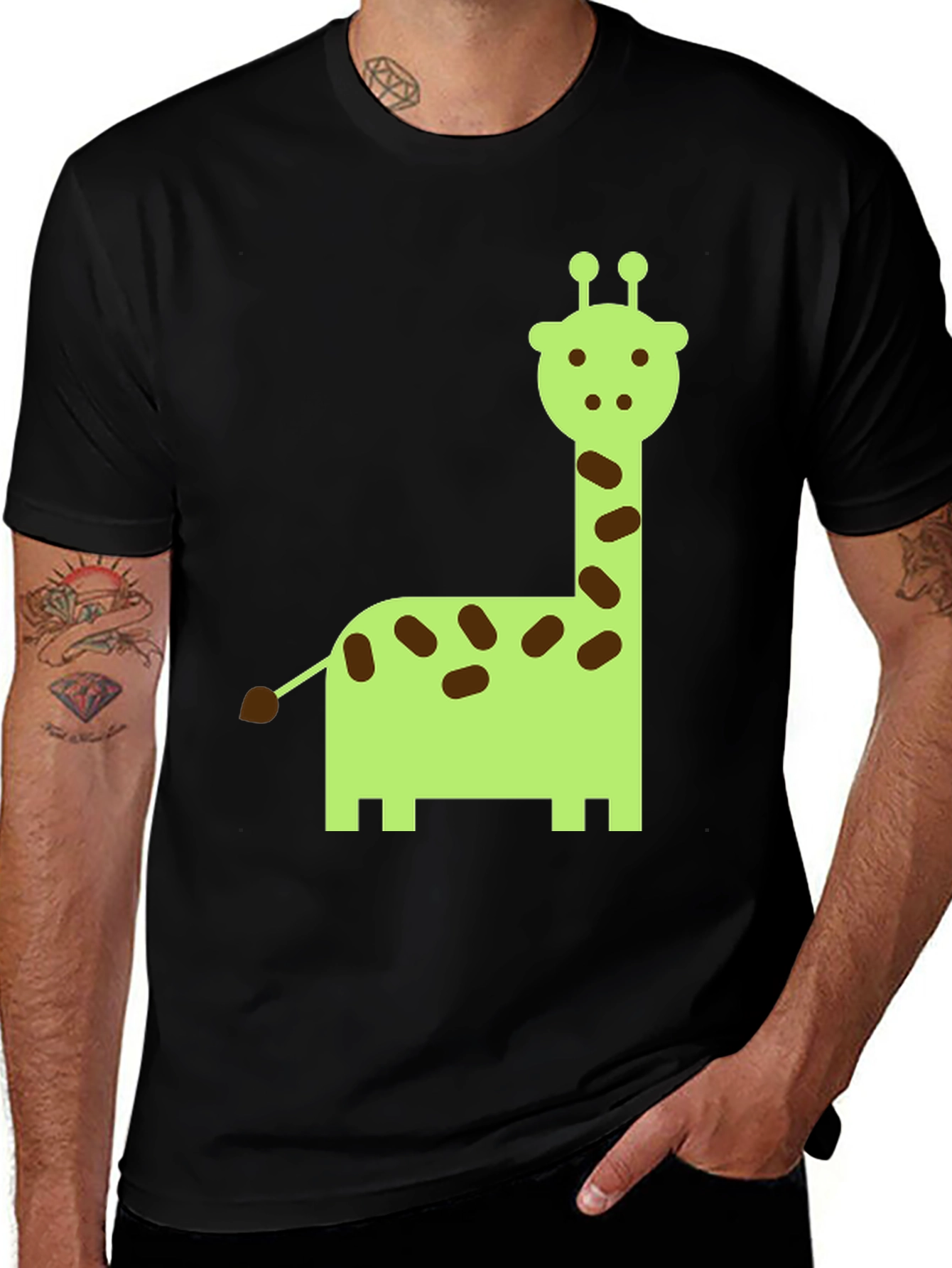 Giraffe Graphic Print Crew Neck T-Shirt