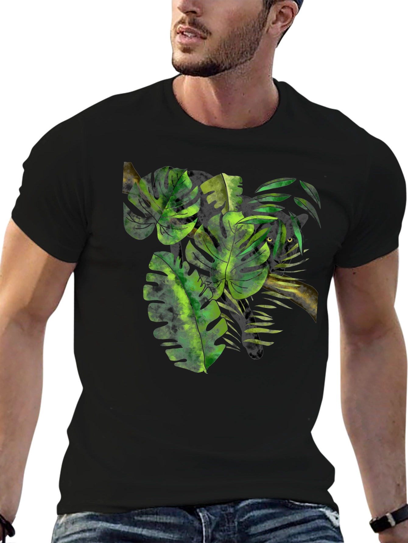 Jungle Vibes Graphic Tee - Tropical Leaf Design