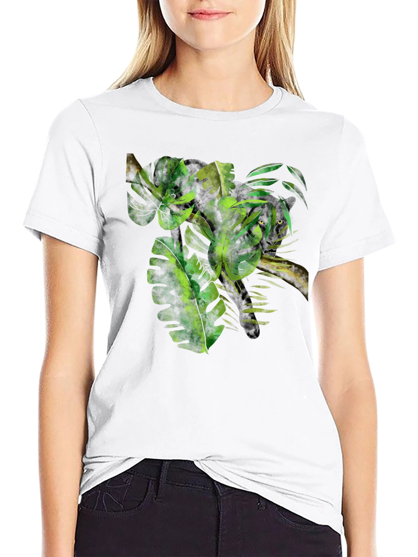 Jungle Vibes Graphic Tee - Tropical Leaf Design