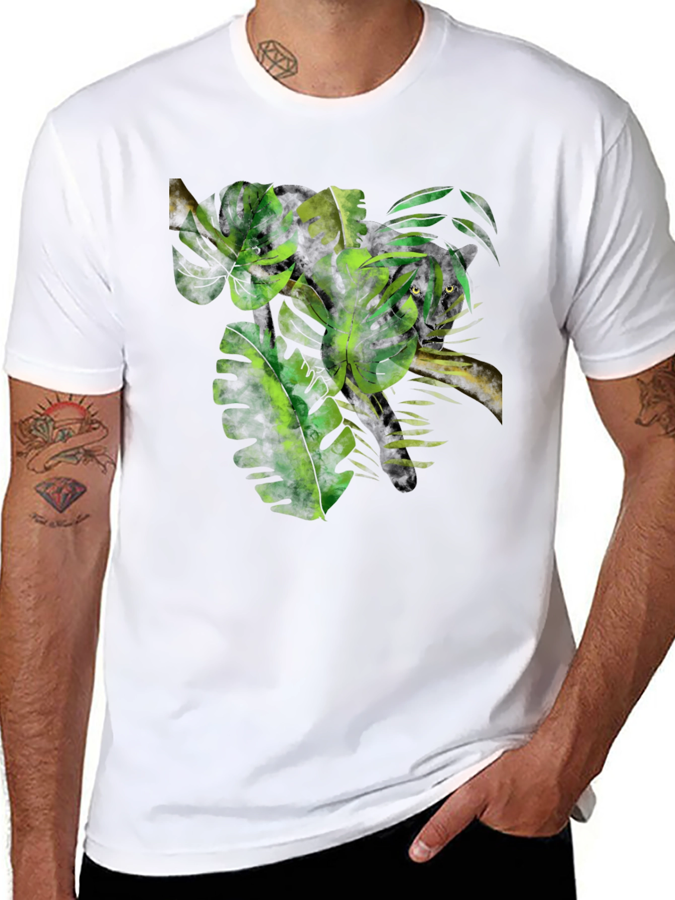 Jungle Vibes Graphic Tee - Tropical Leaf Design