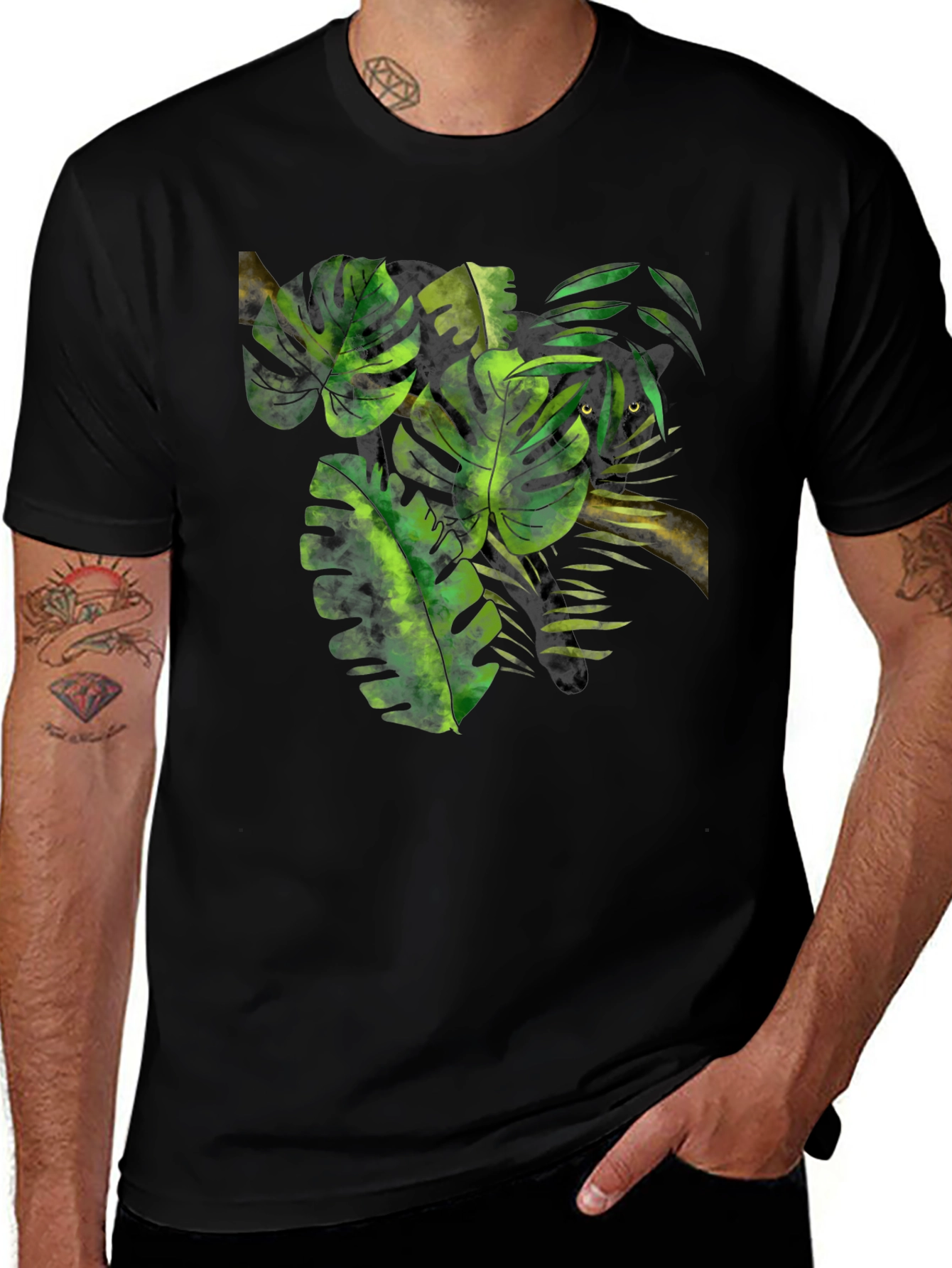Jungle Vibes Graphic Tee - Tropical Leaf Design