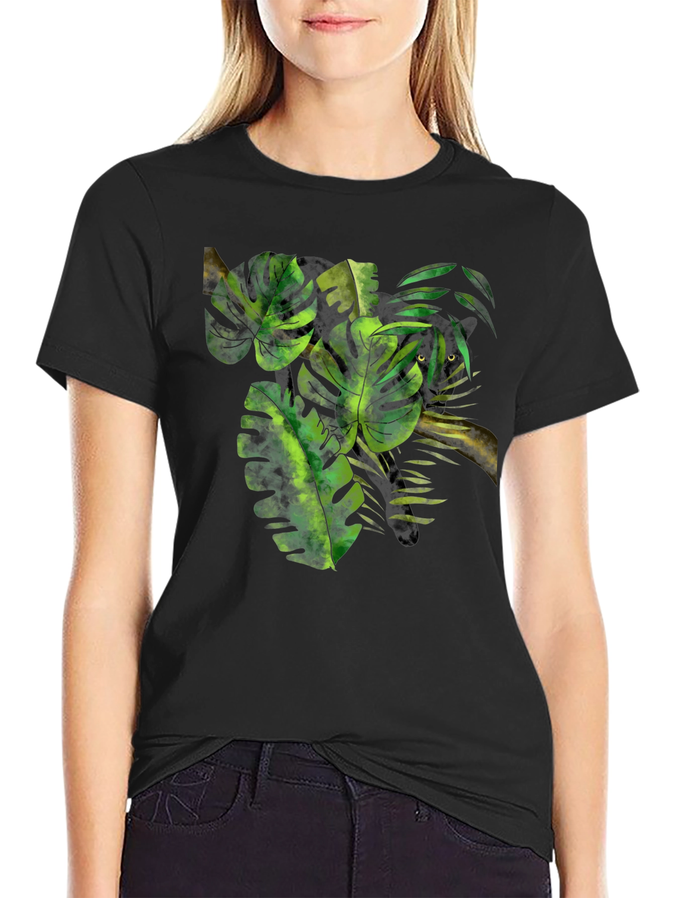 Jungle Vibes Graphic Tee - Tropical Leaf Design