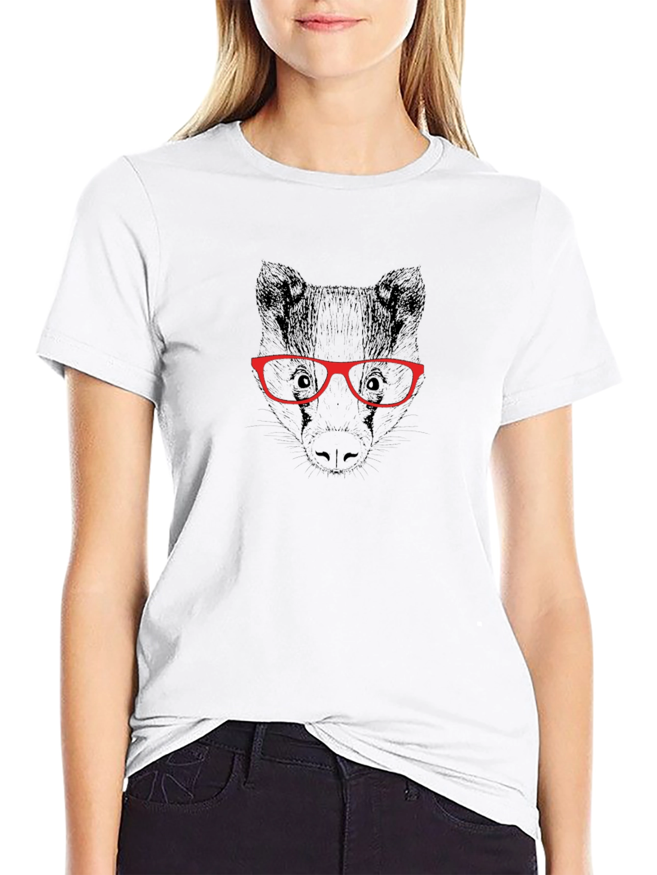 Cool Badger with Glasses Graphic T-Shirt
