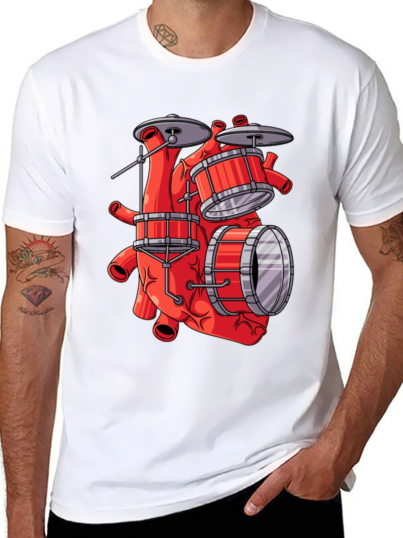 Anatomical Heart Drum Set T-Shirt
