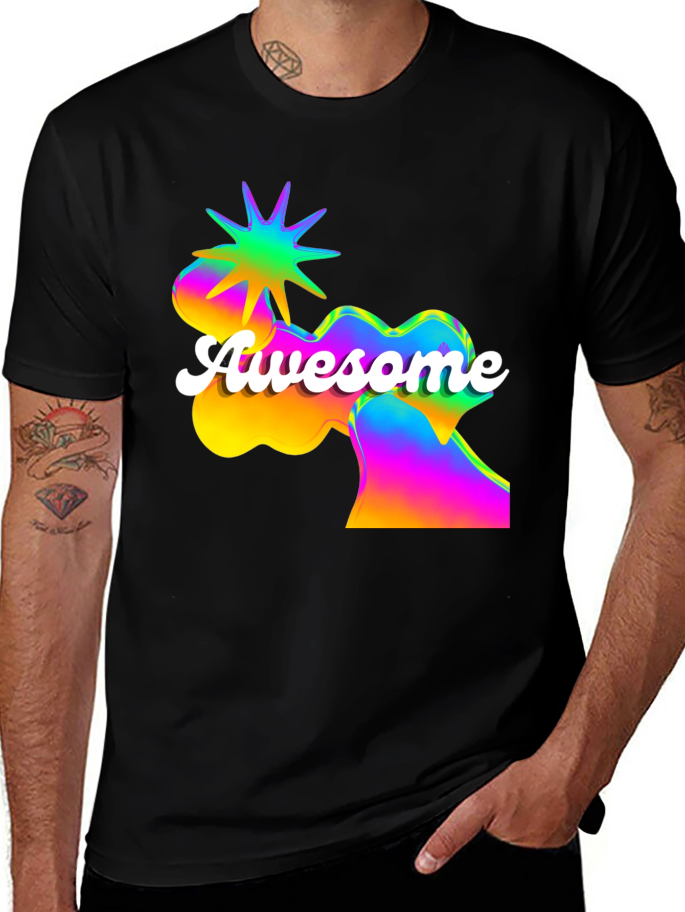 Awesome Graphic Print Mens Black T-Shirt