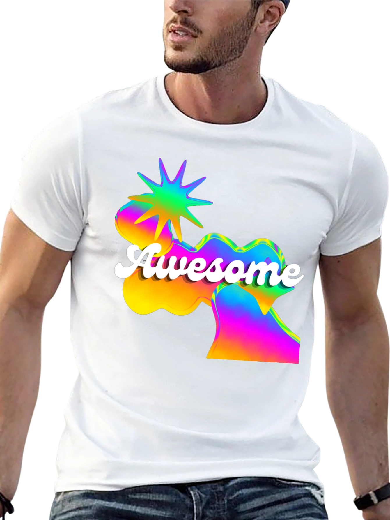 Awesome Graphic Print Mens Black T-Shirt