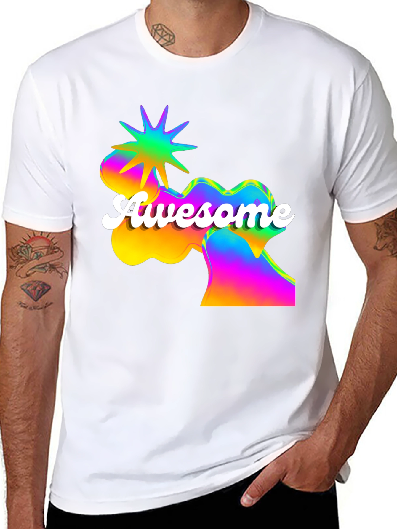 Awesome Graphic Print Mens Black T-Shirt