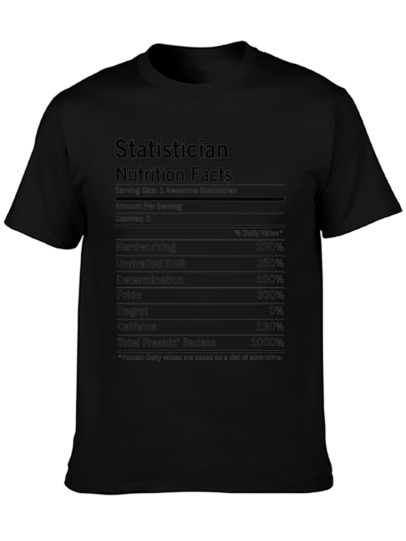 Statistician Nutrition Facts Graphic T-Shirt