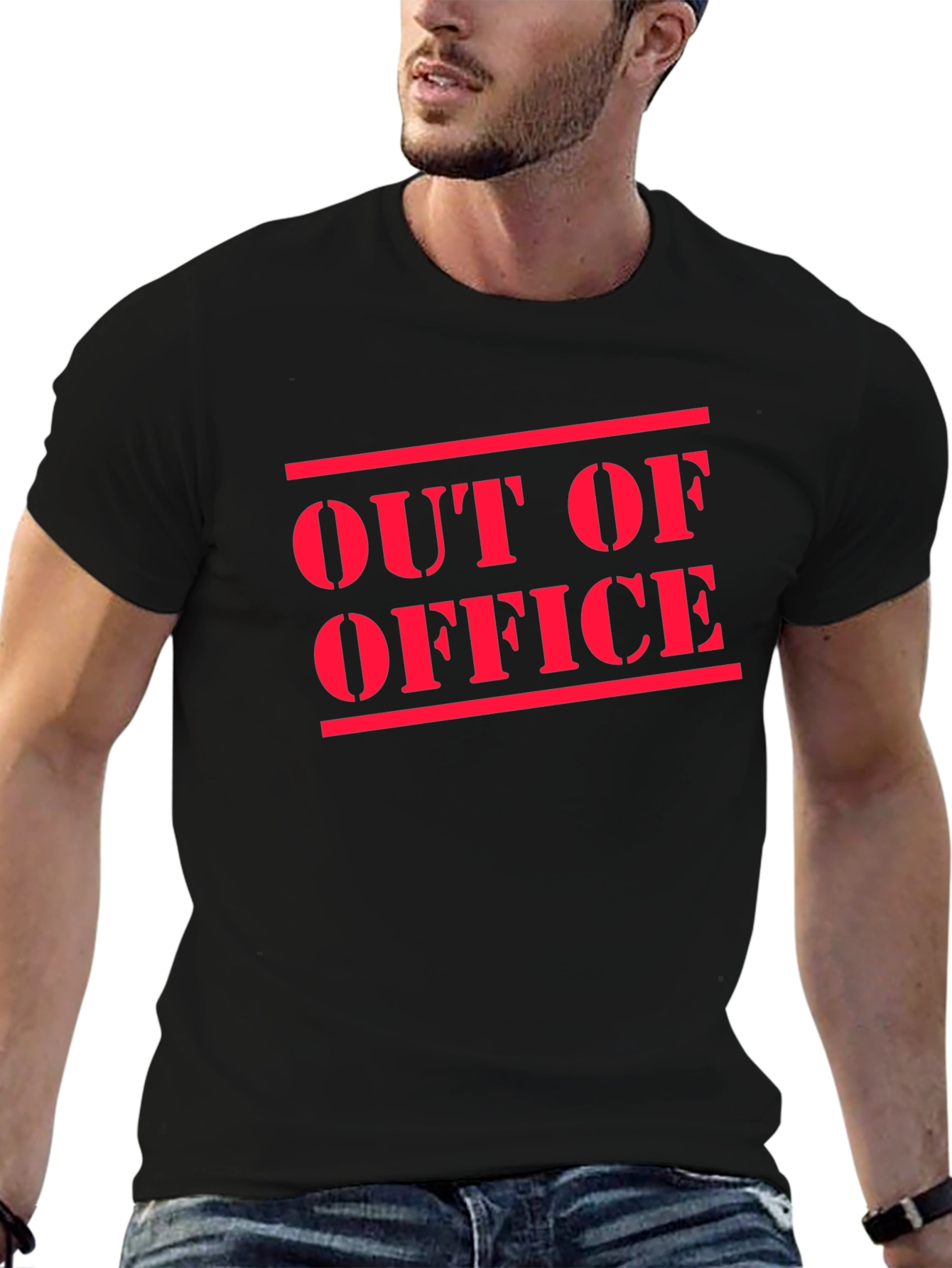 Out of Office T-Shirt - Black Cotton Casual Tee