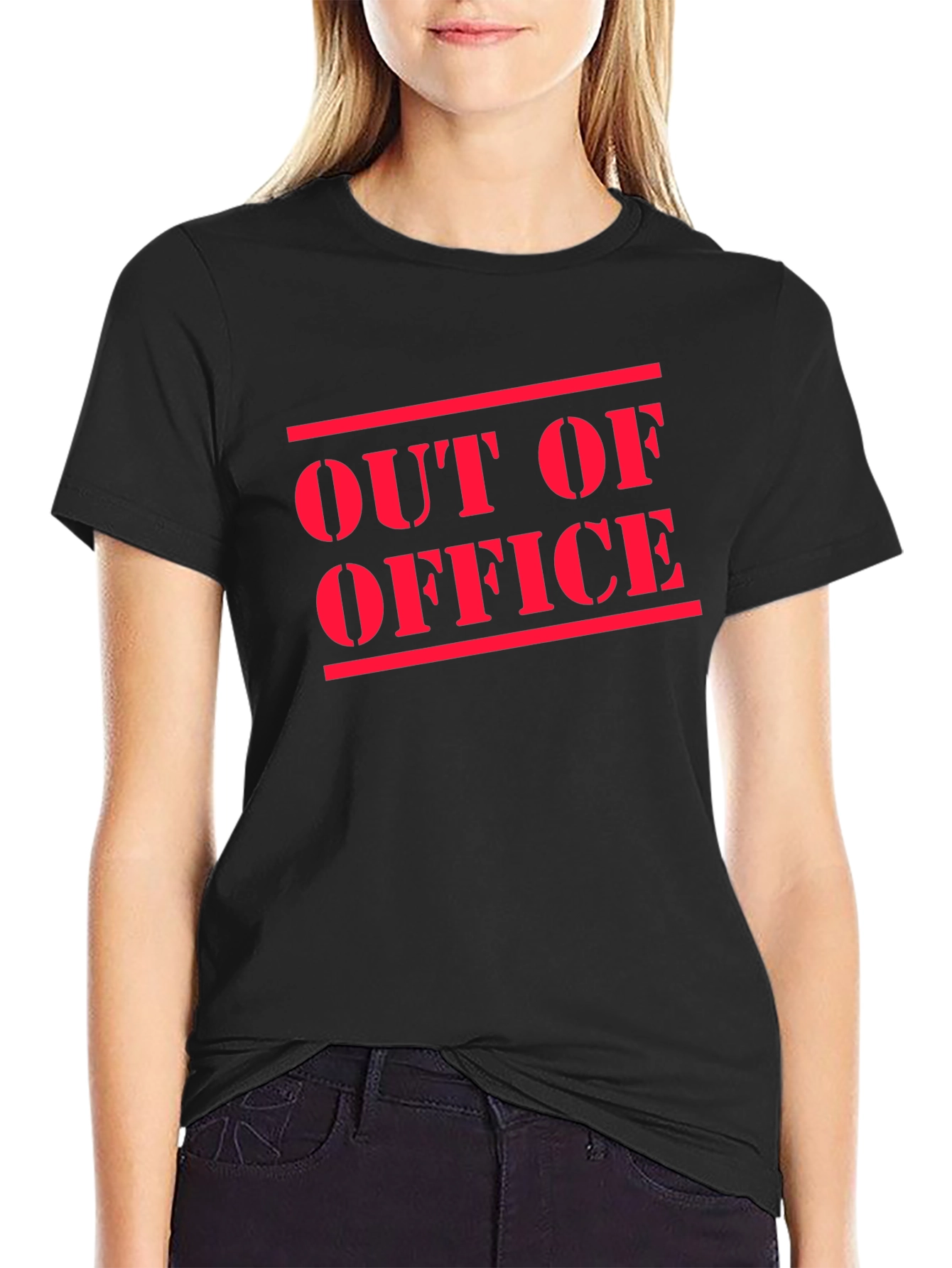 Out of Office T-Shirt - Black Cotton Casual Tee