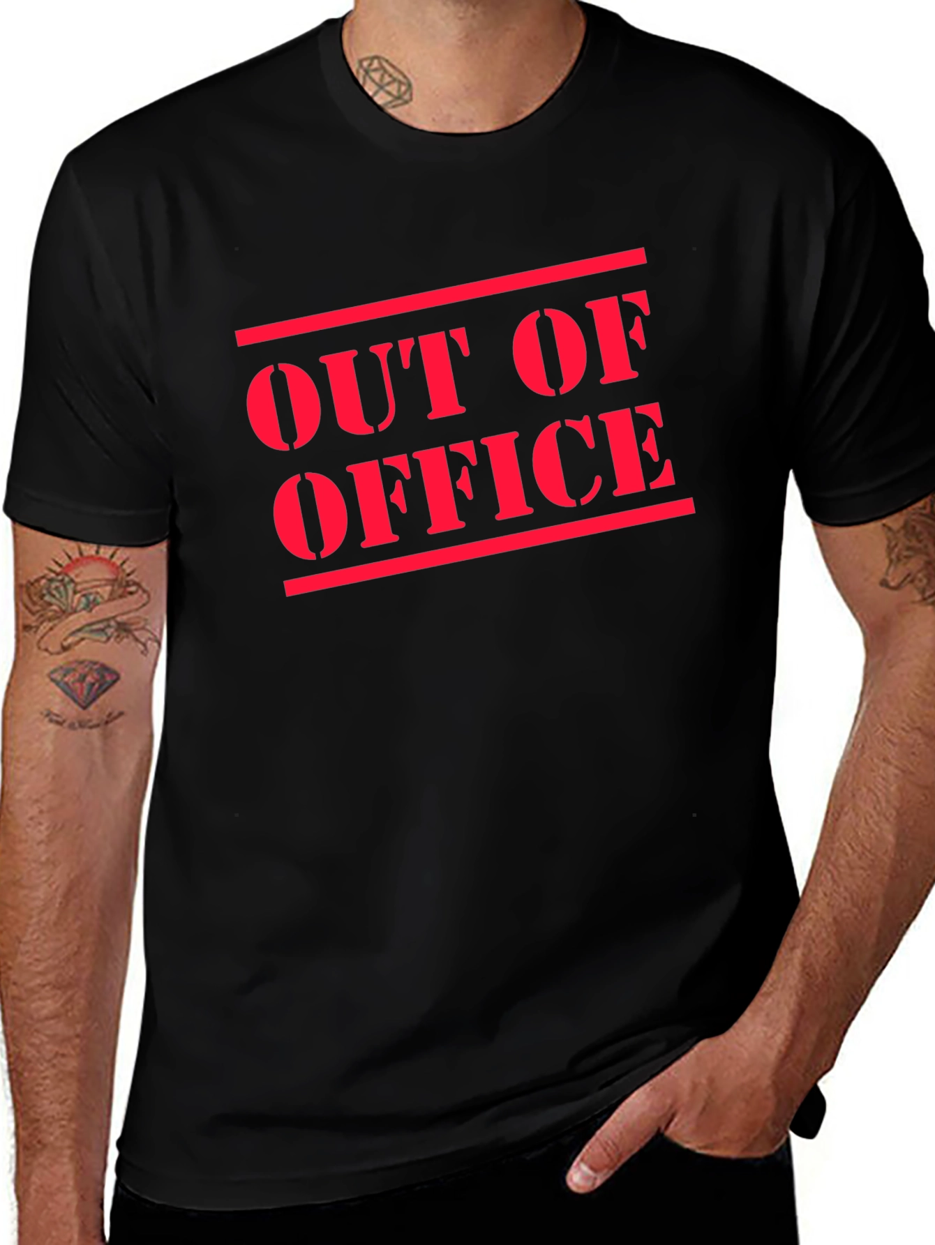 Out of Office T-Shirt - Black Cotton Casual Tee