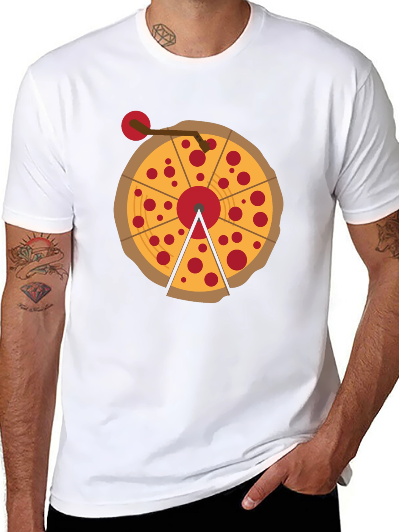 Pizza Turntable Graphic Tee - DJ Foodie T-Shirt