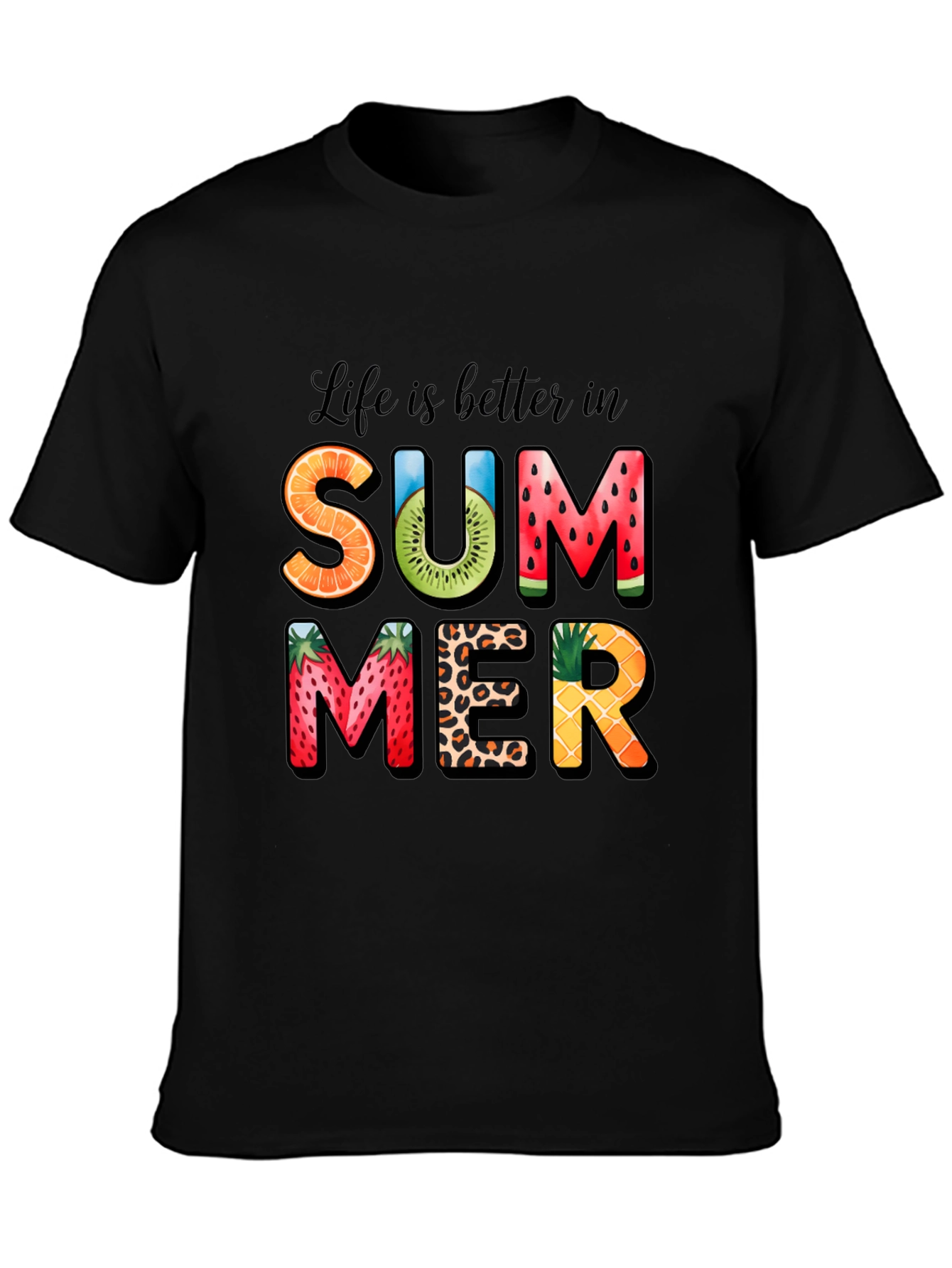 Summer Fruit Print Graphic T-Shirt