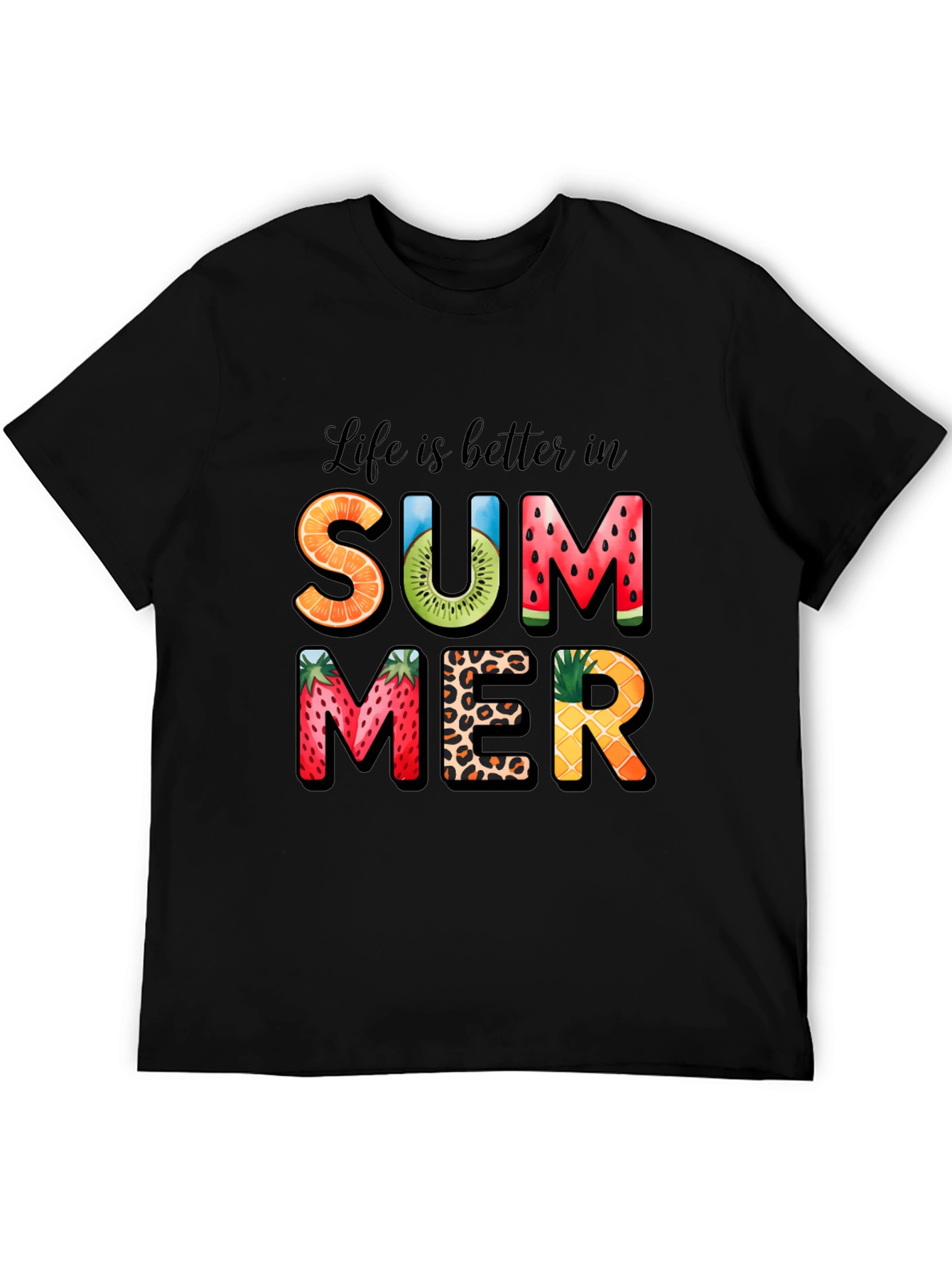 Summer Fruit Print Graphic T-Shirt
