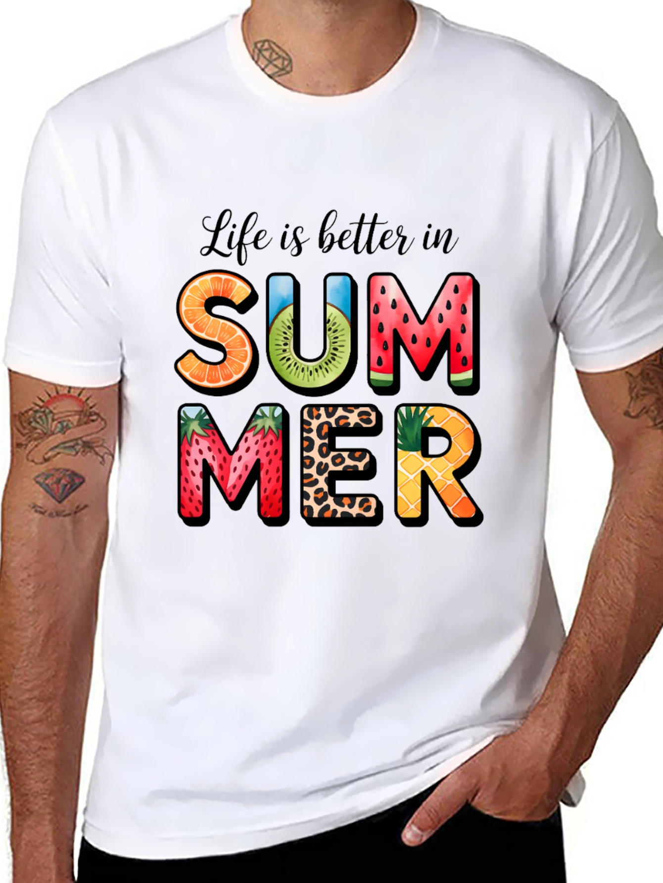 Summer Fruit Print Graphic T-Shirt