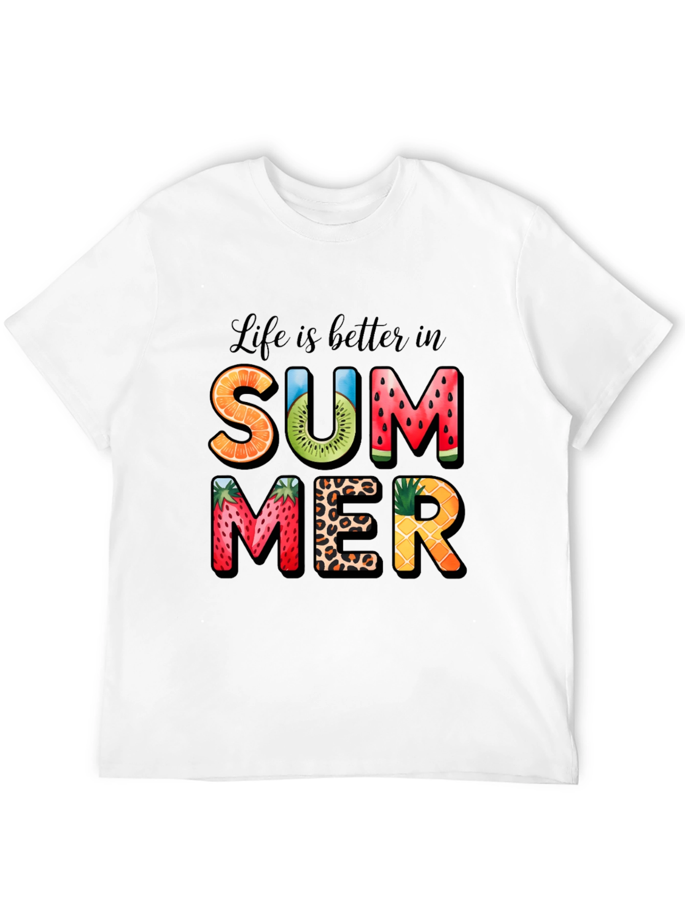 Summer Fruit Print Graphic T-Shirt