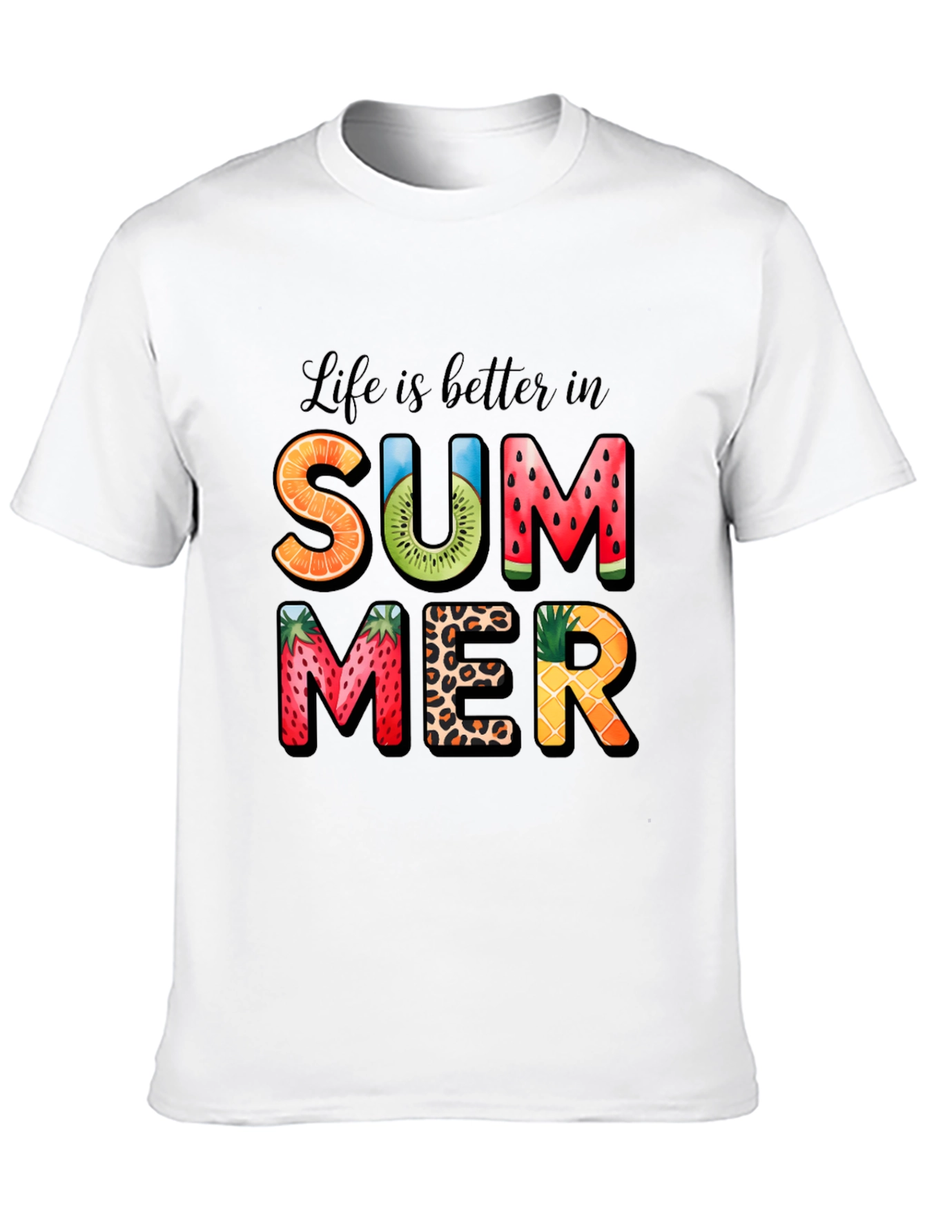 Summer Fruit Print Graphic T-Shirt