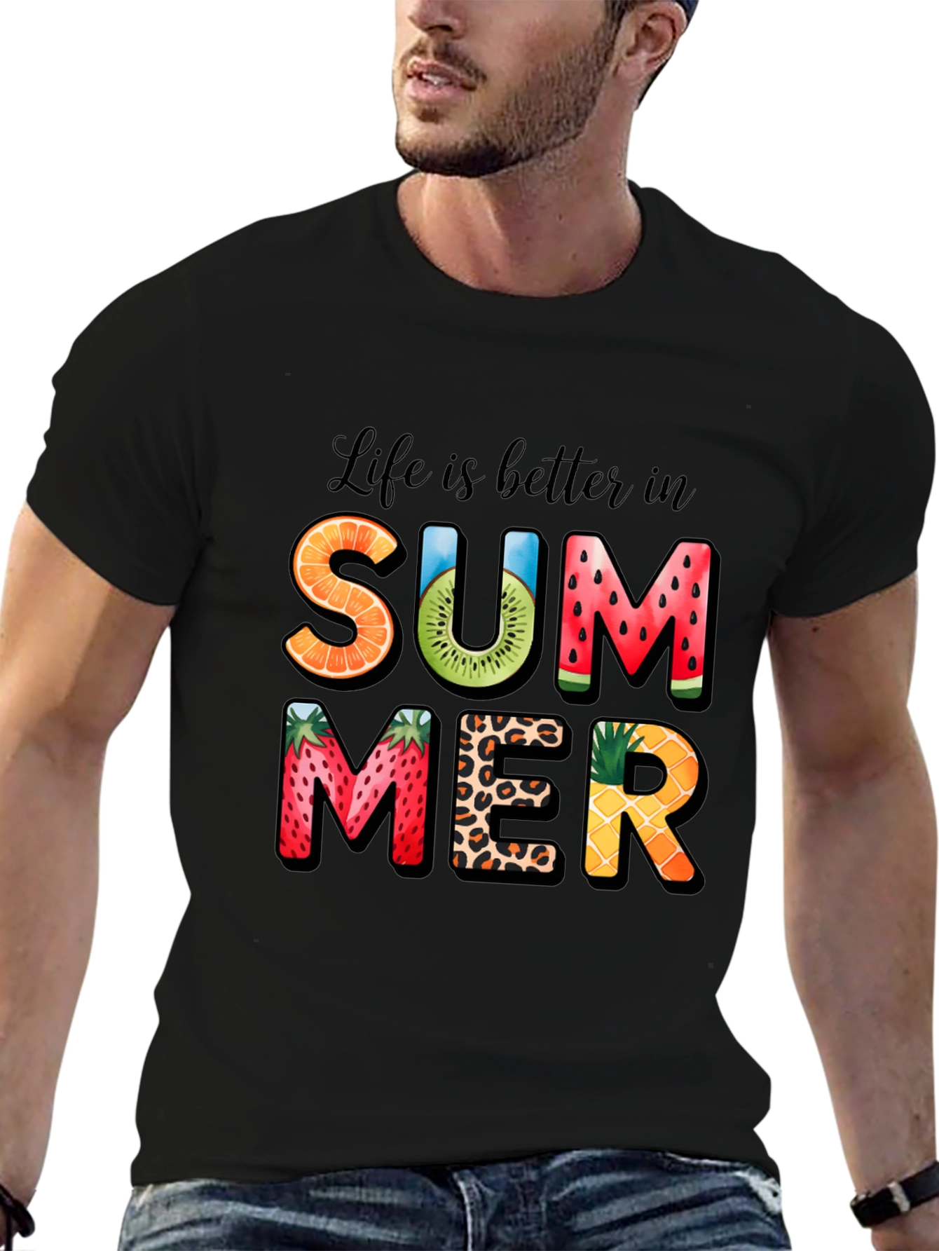 Summer Fruit Print Graphic T-Shirt