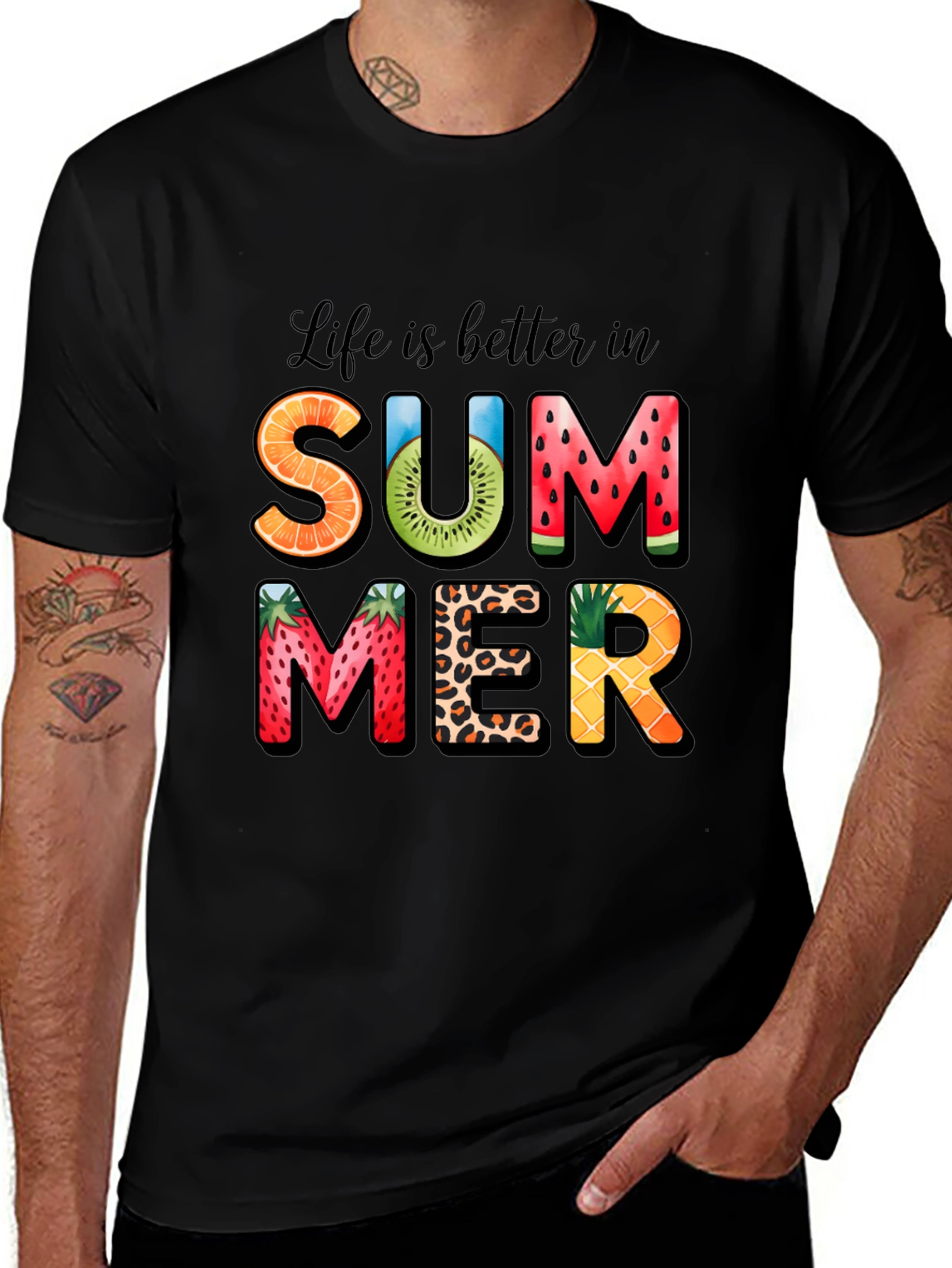 Summer Fruit Print Graphic T-Shirt