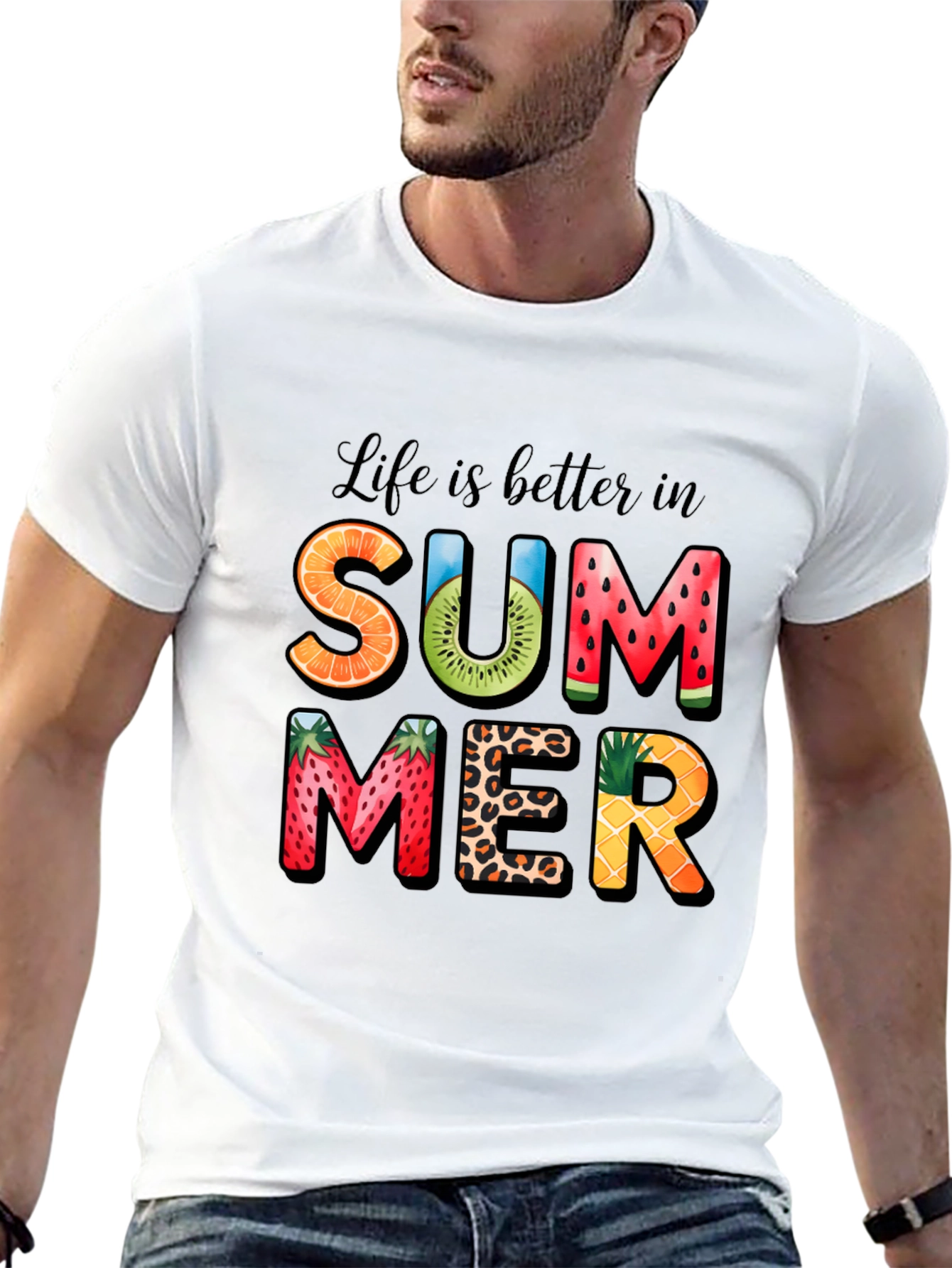 Summer Fruit Print Graphic T-Shirt