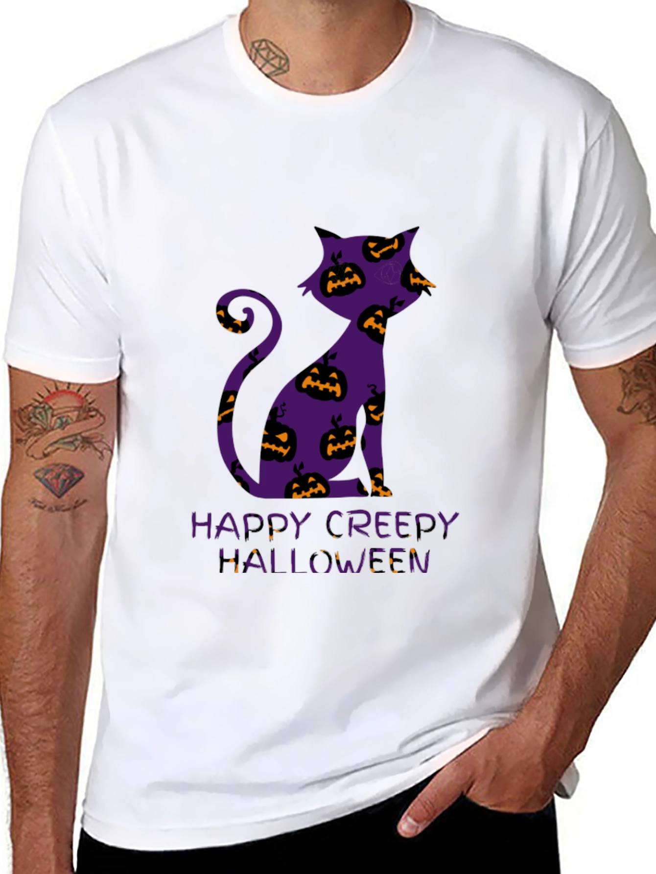 Halloween Cat T-Shirt - Happy Creepy Halloween
