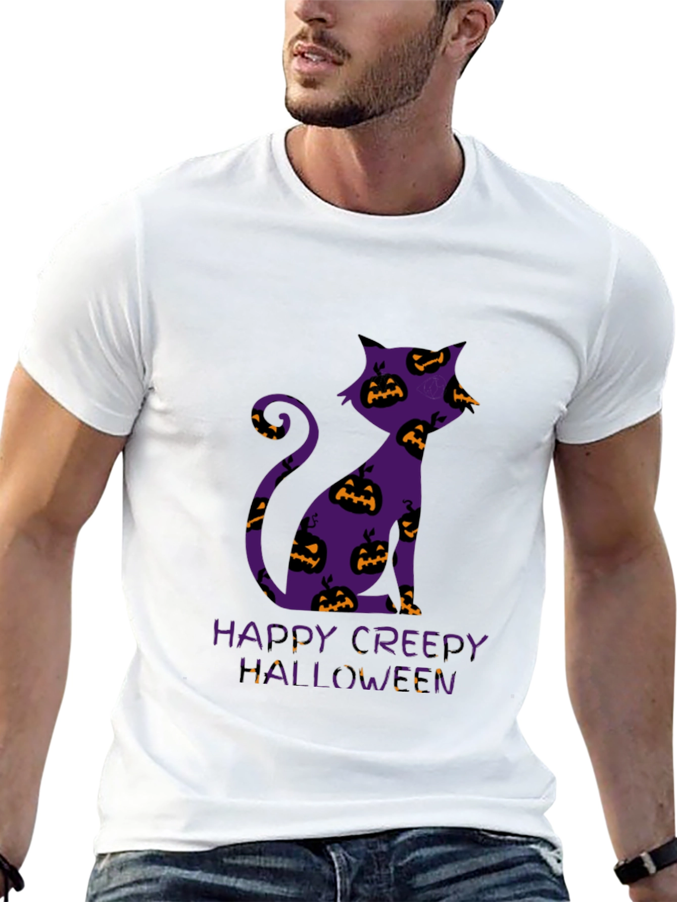 Halloween Cat T-Shirt - Happy Creepy Halloween
