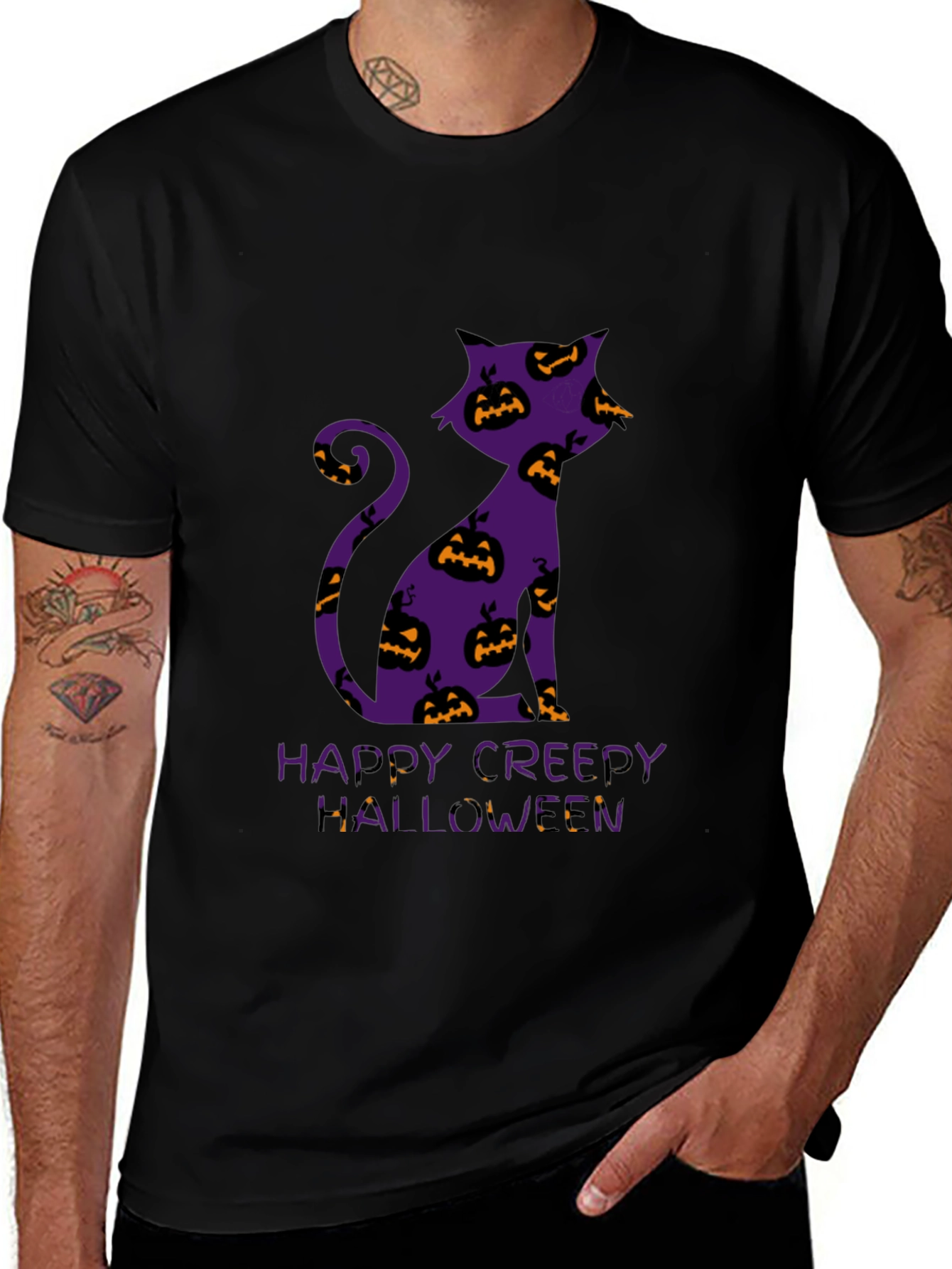Halloween Cat T-Shirt - Happy Creepy Halloween