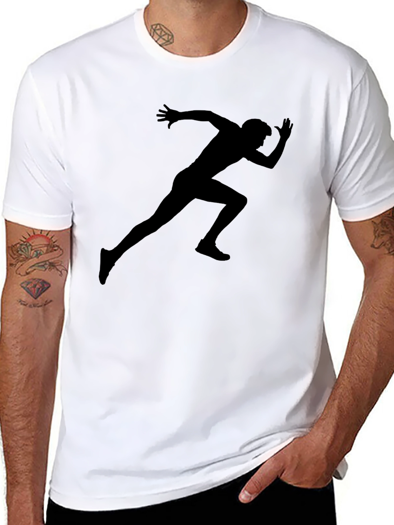 Mens Running Silhouette Graphic Tee - Black