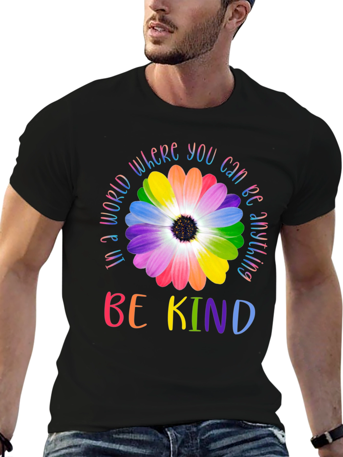 Be Kind Rainbow Flower Graphic Tee