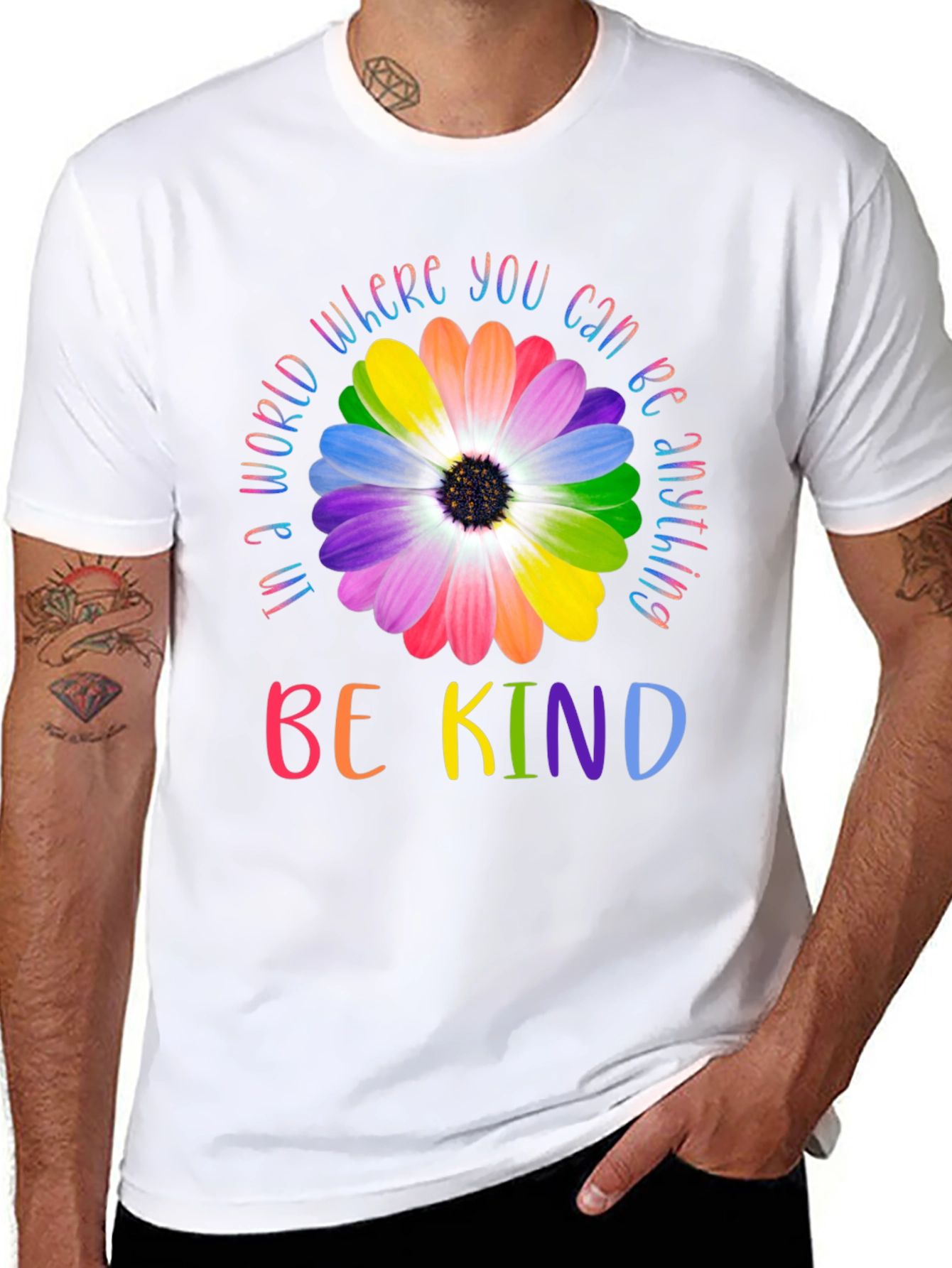 Be Kind Rainbow Flower Graphic Tee