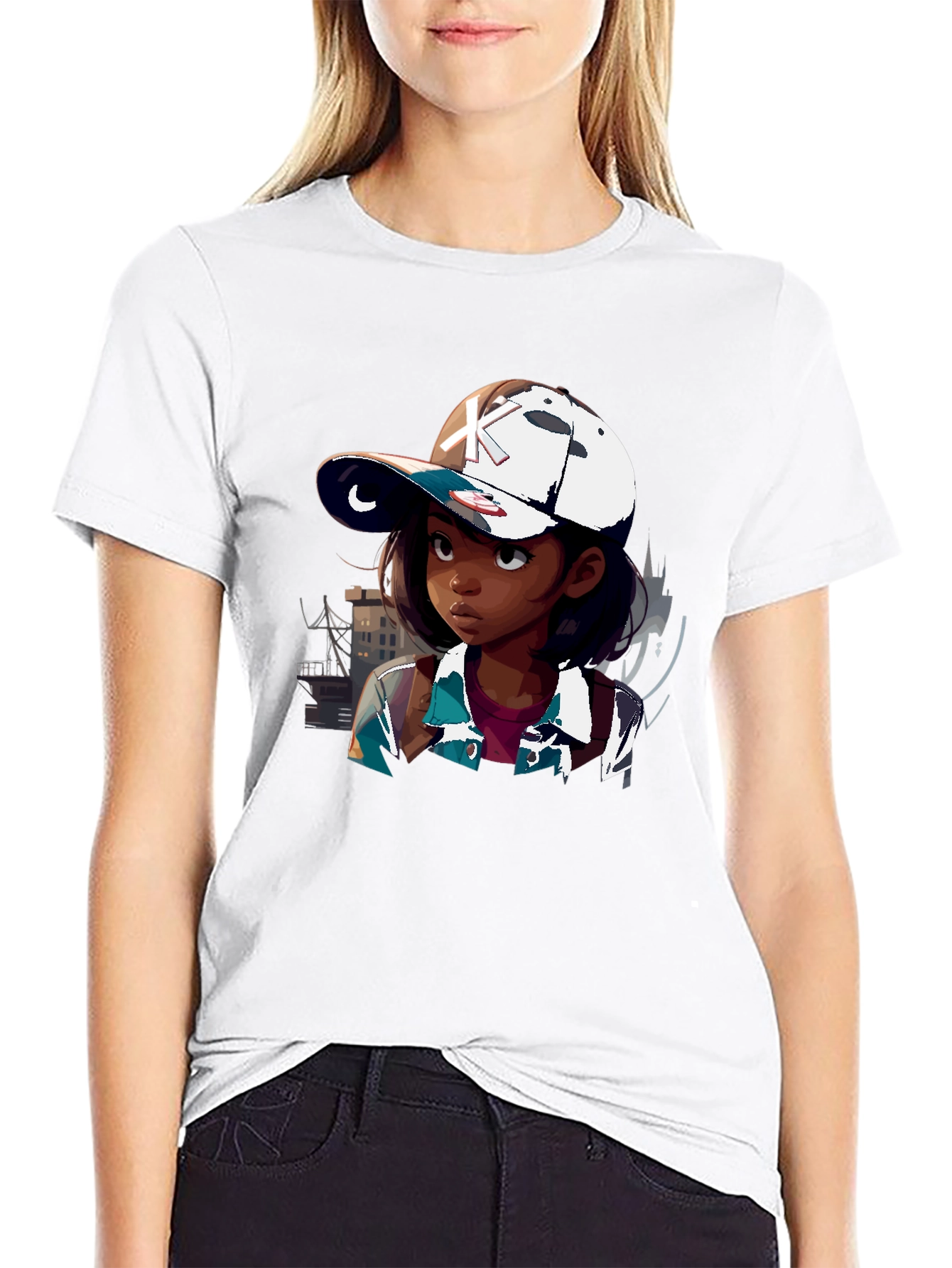 Anime Girl Graphic Tee - Black T-Shirt