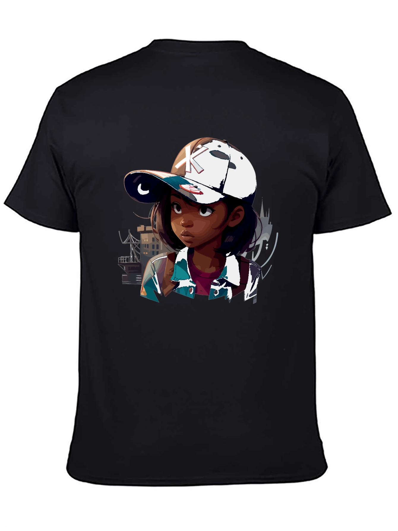 Anime Girl Graphic Tee - Black T-Shirt