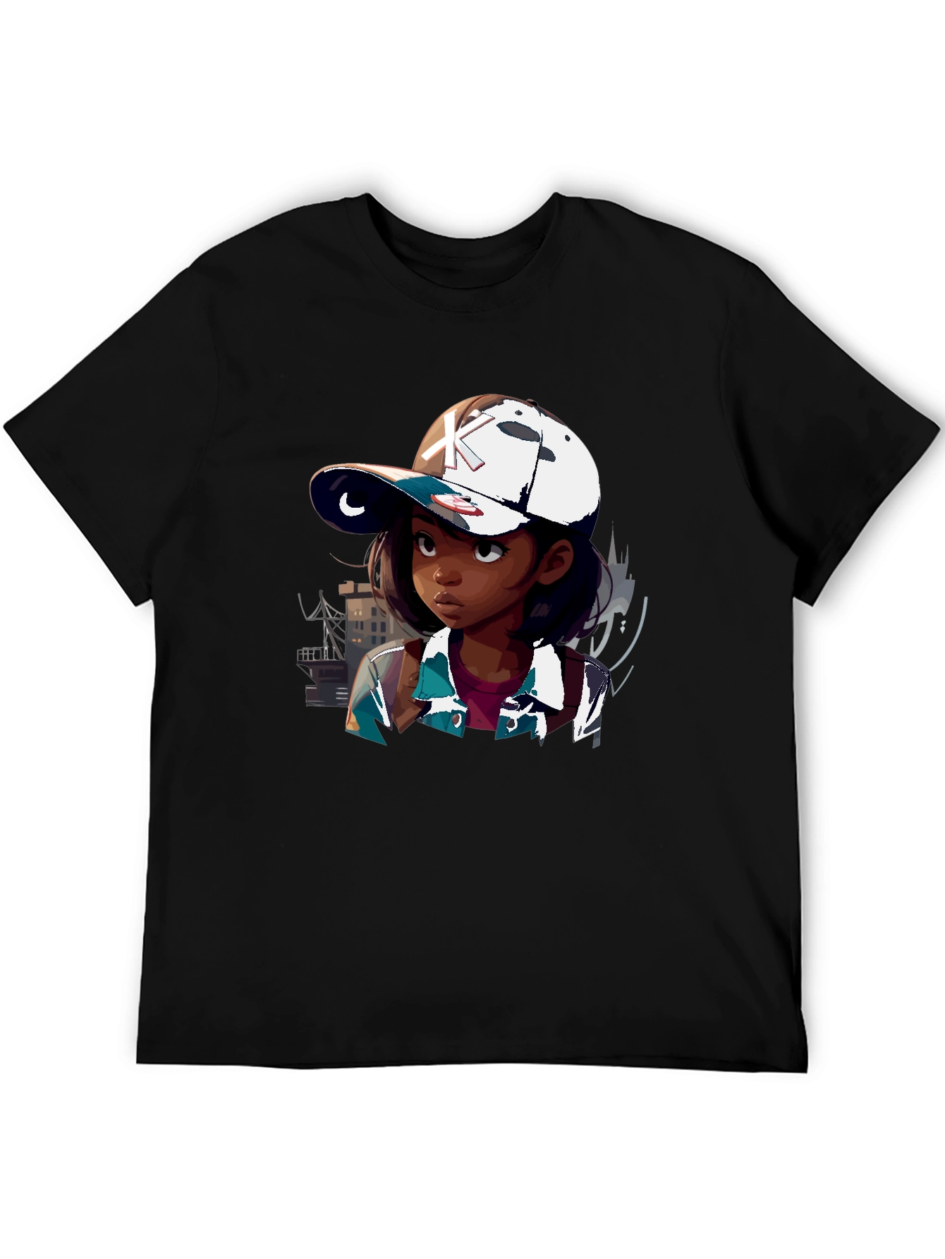 Anime Girl Graphic Tee - Black T-Shirt