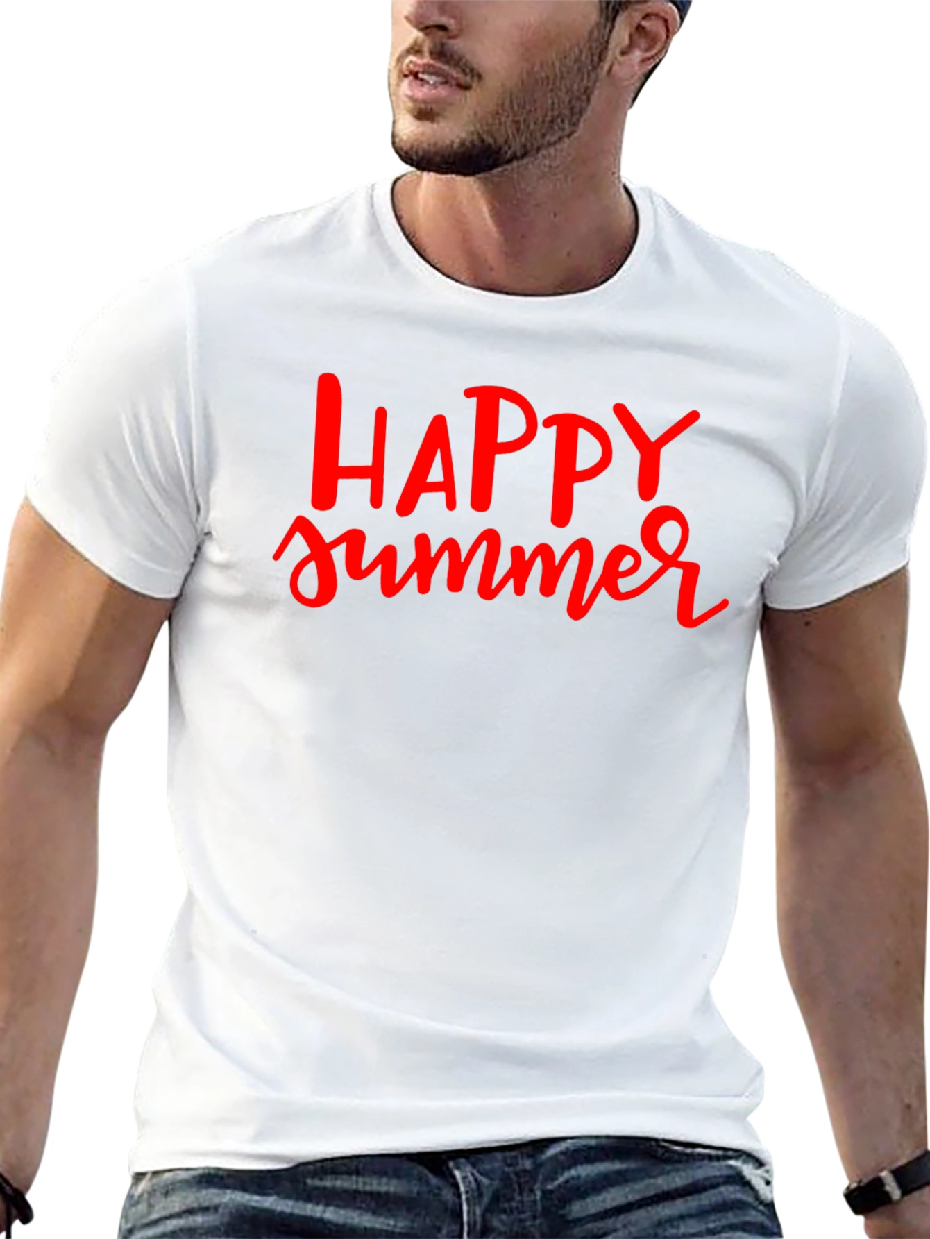 Happy Summer Graphic Tee - Black Cotton T-Shirt