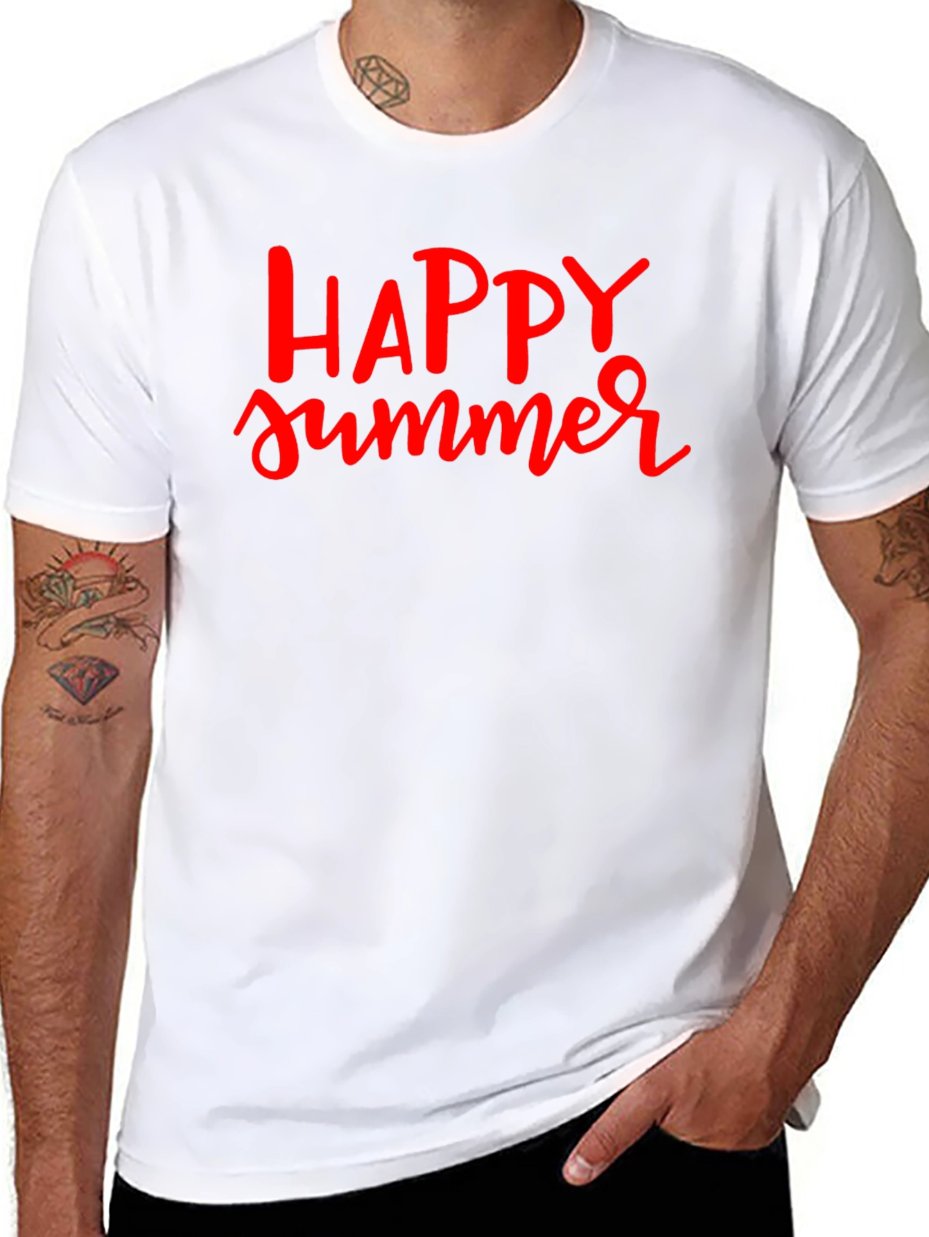 Happy Summer Graphic Tee - Black Cotton T-Shirt
