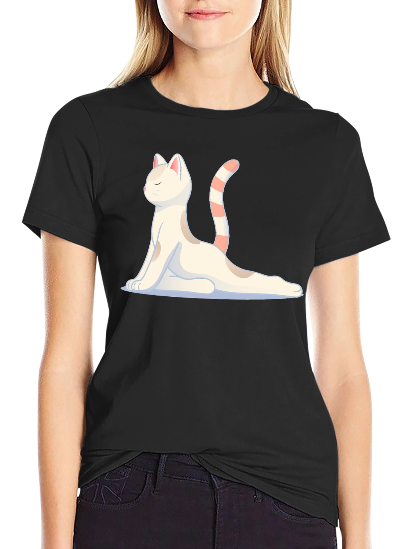Yoga Cat Graphic T-Shirt - Meditating Feline Tee