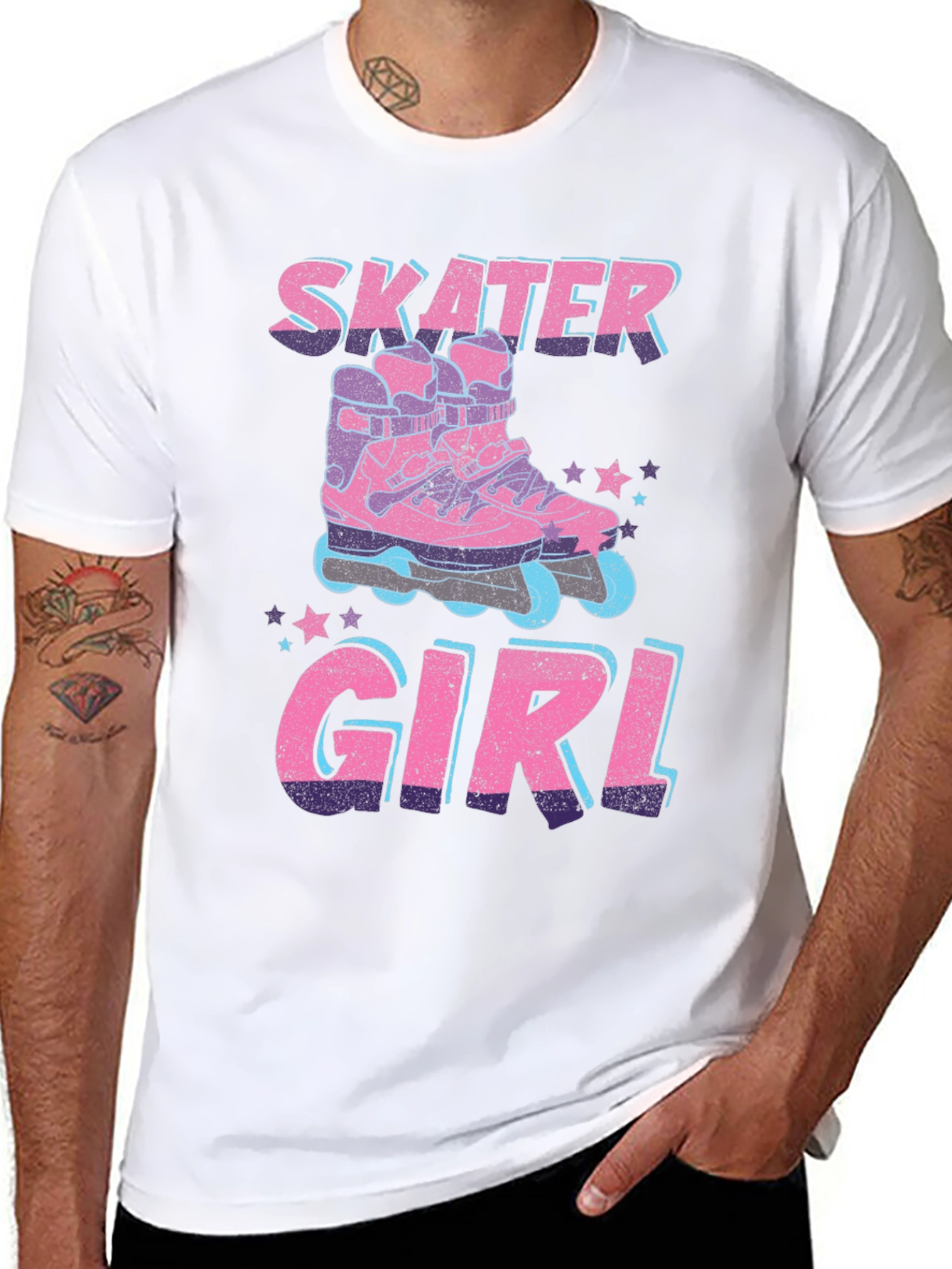 Skater Girl Graphic Tee - Retro Roller Skate Design