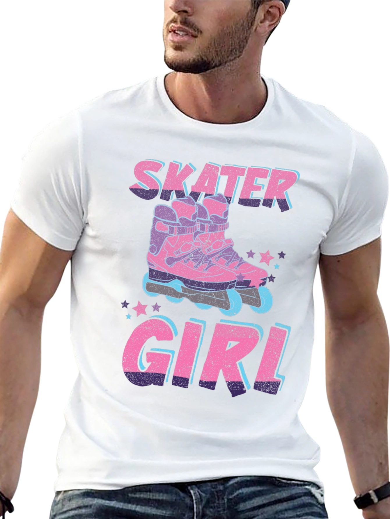 Skater Girl Graphic Tee - Retro Roller Skate Design
