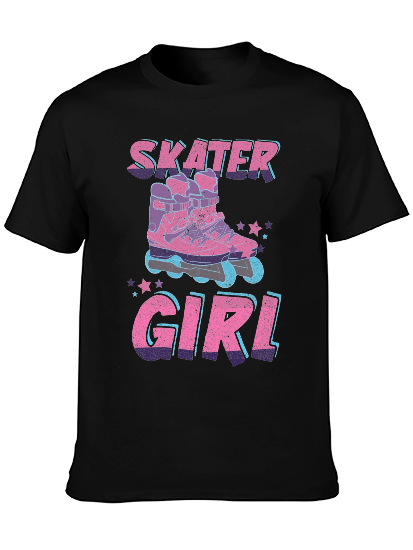 Skater Girl Graphic Tee - Retro Roller Skate Design