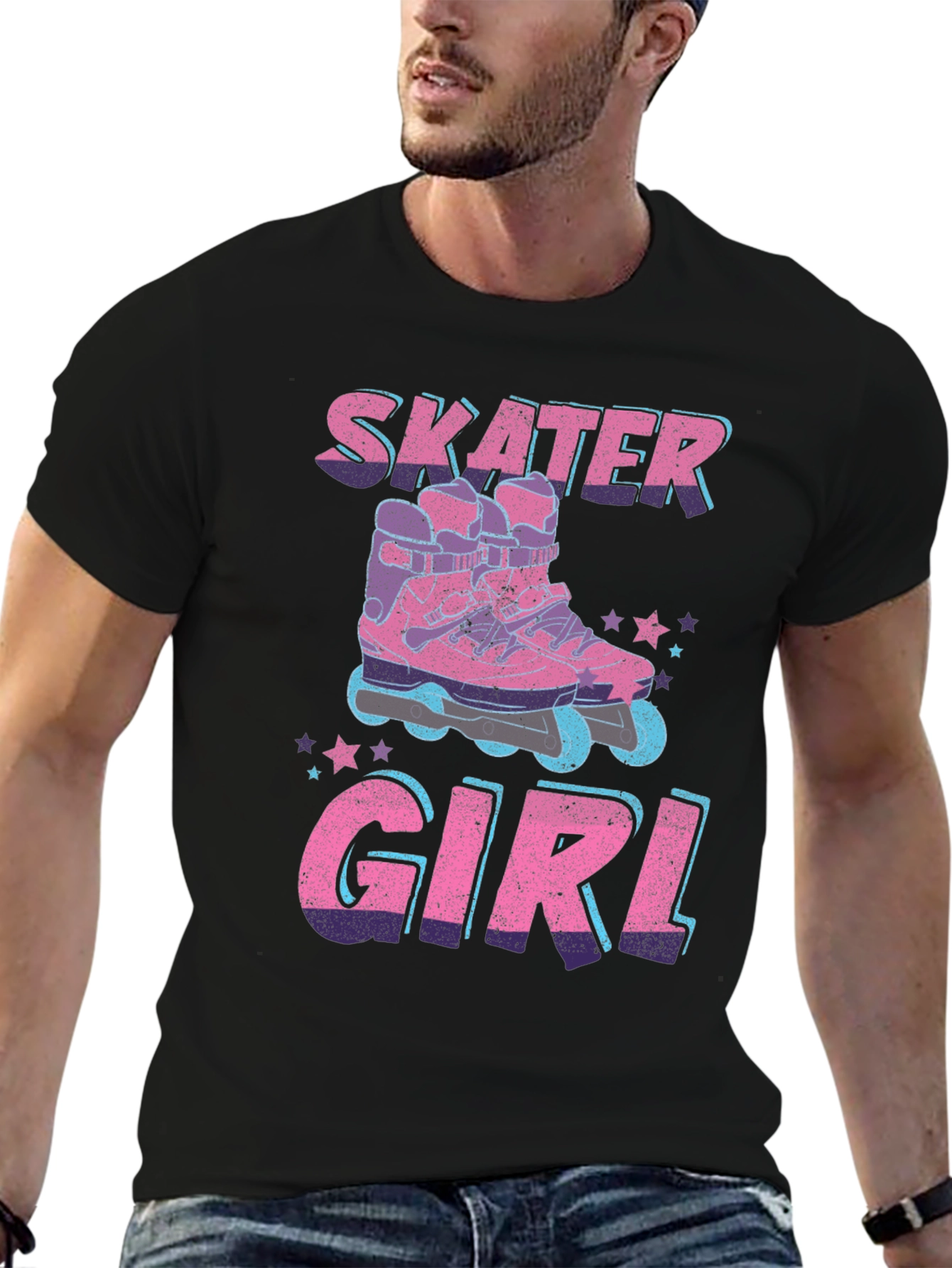 Skater Girl Graphic Tee - Retro Roller Skate Design
