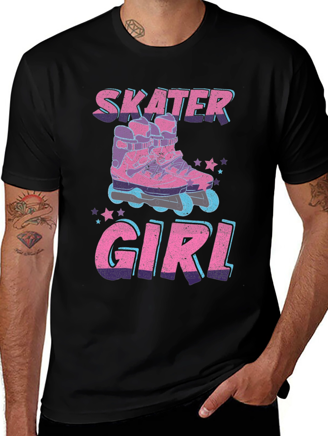 Skater Girl Graphic Tee - Retro Roller Skate Design